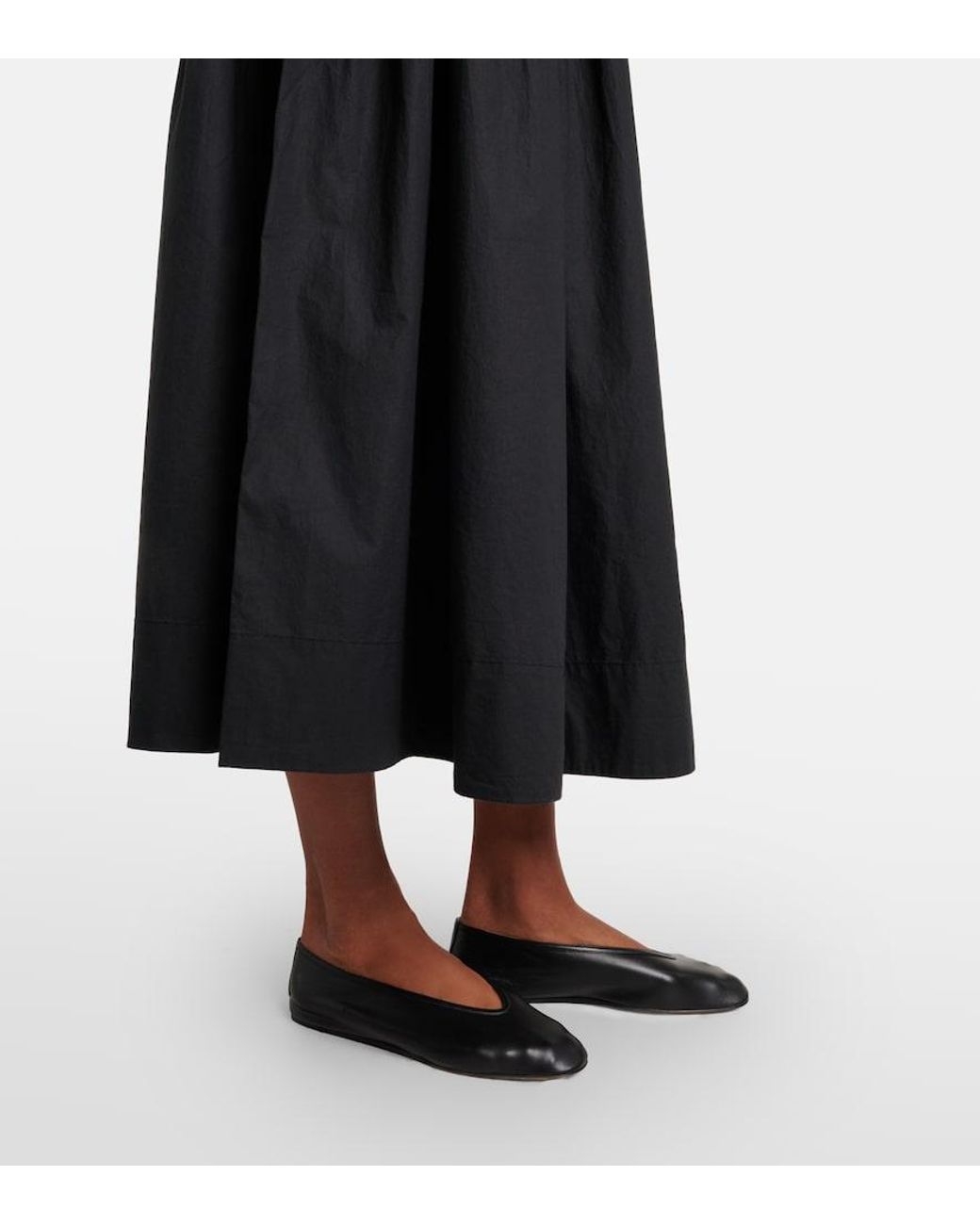 Doen Black Midikleid Marianne Aus Baumwollpopeline