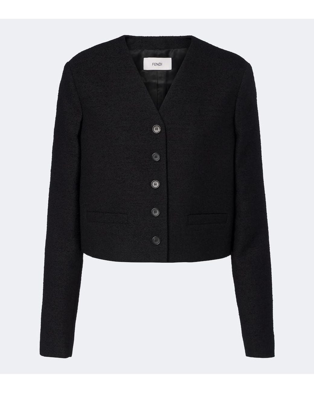 Fendi Black Wool-Blend Boucle Jacket