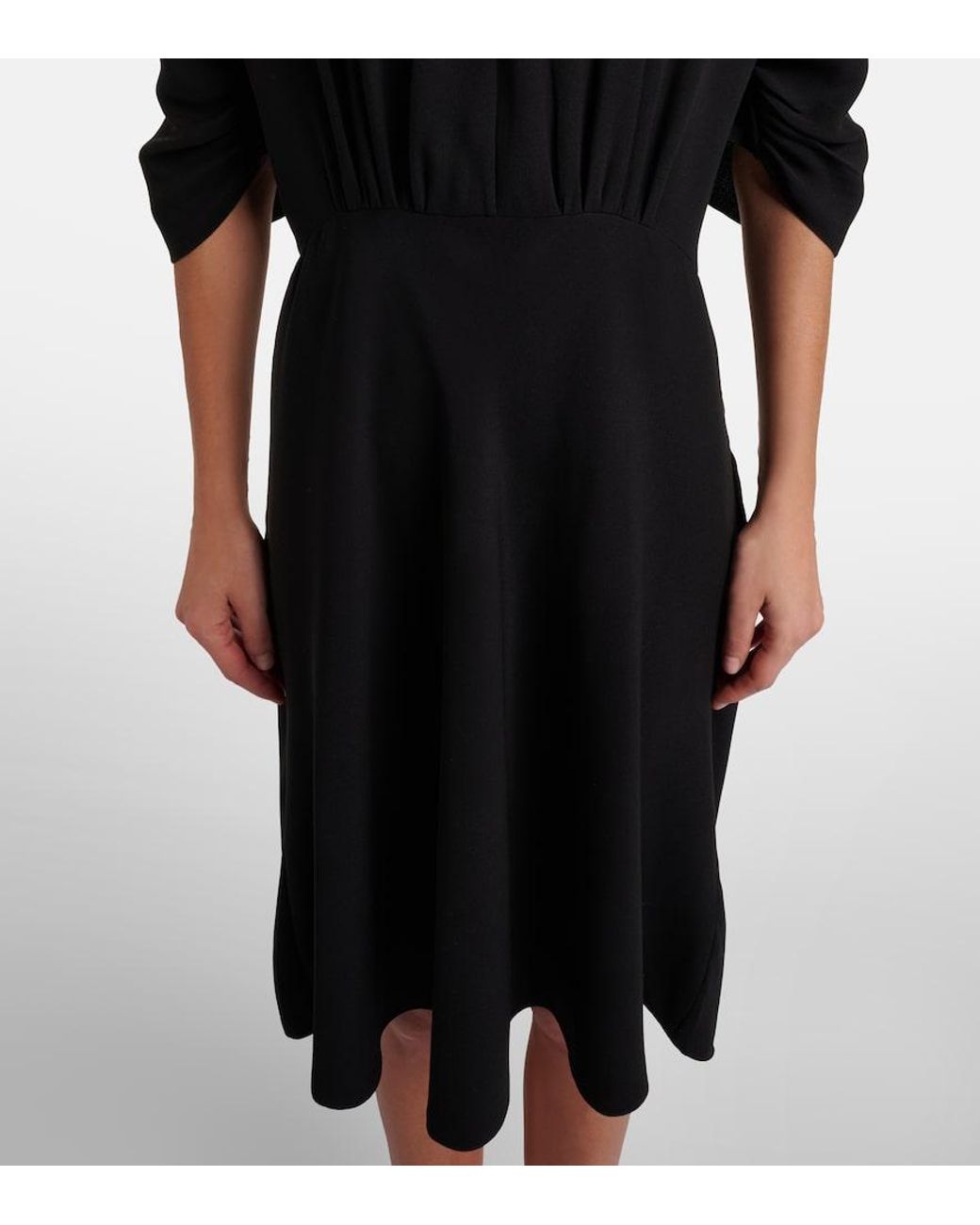 The Row Black Emmeline Silk Crepe Cady Midi Dress