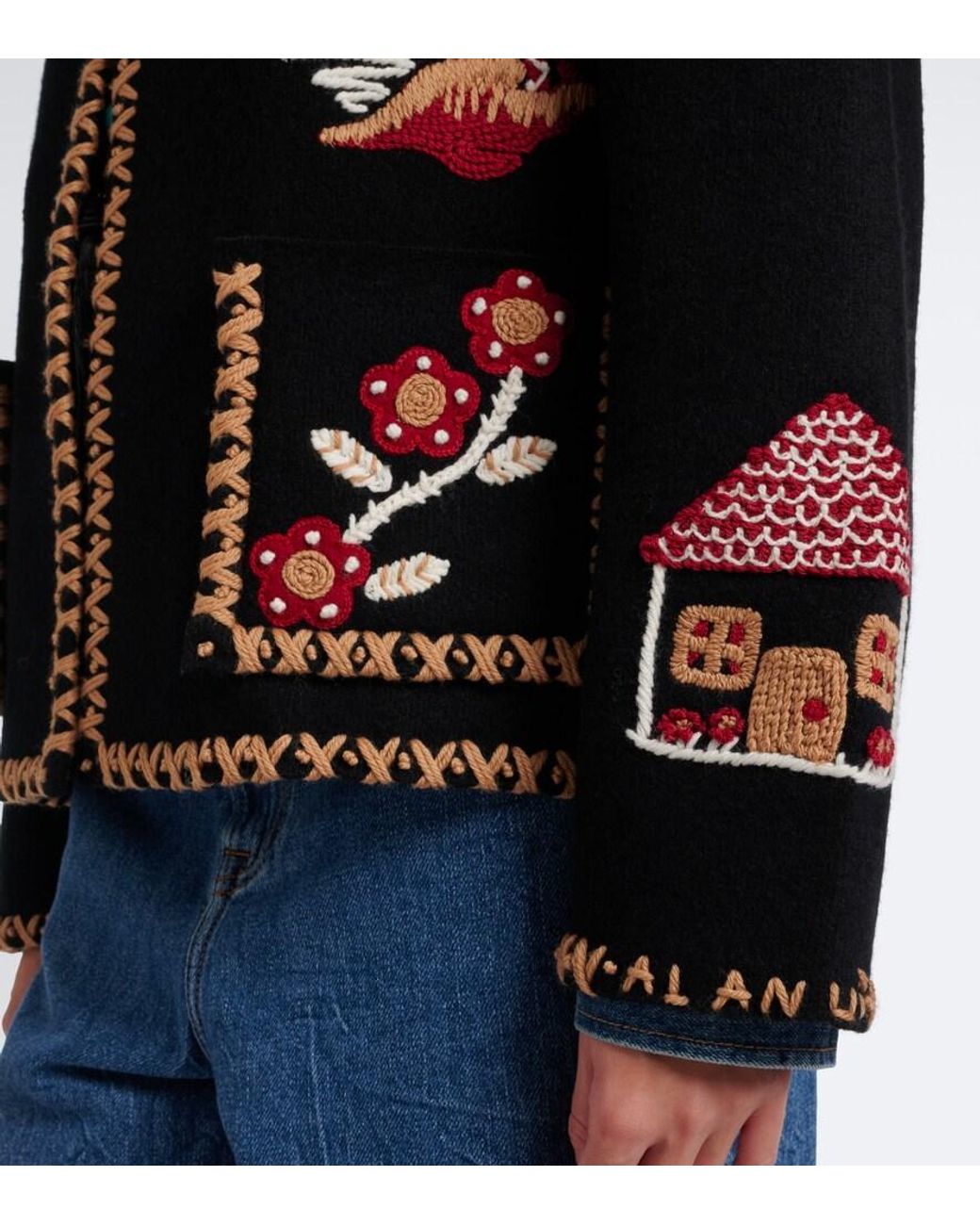 Alanui Black Remember Me Embroidered Virgin Wool Jacket