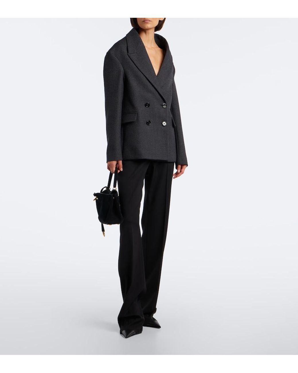 Balenciaga Black Houndstooth Double-Breasted Wool Jacket