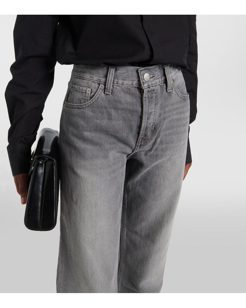 Re/done Gray High-Rise Straight Jeans