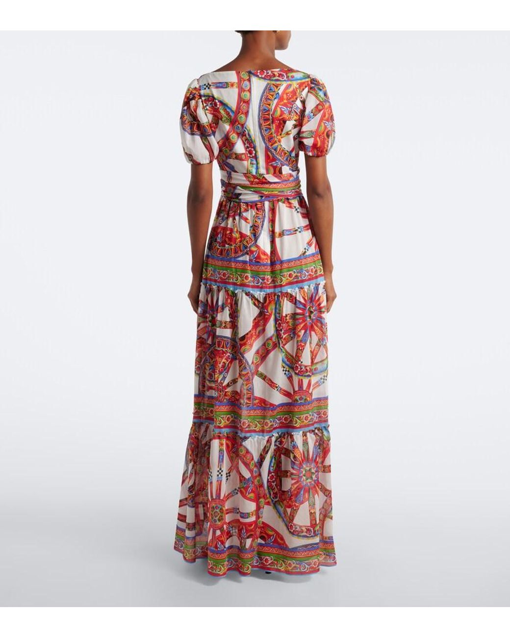 Dolce & Gabbana Red Carretto Cotton Maxi Dress