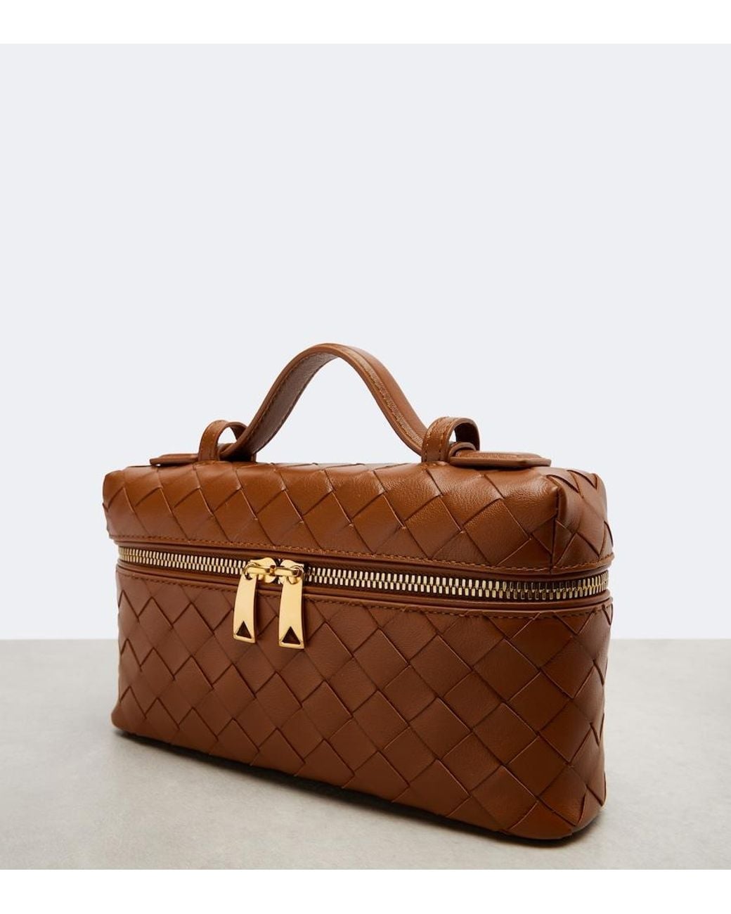 Bottega Veneta Brown Bang Bang Intrecciato Leather Vanity Bag