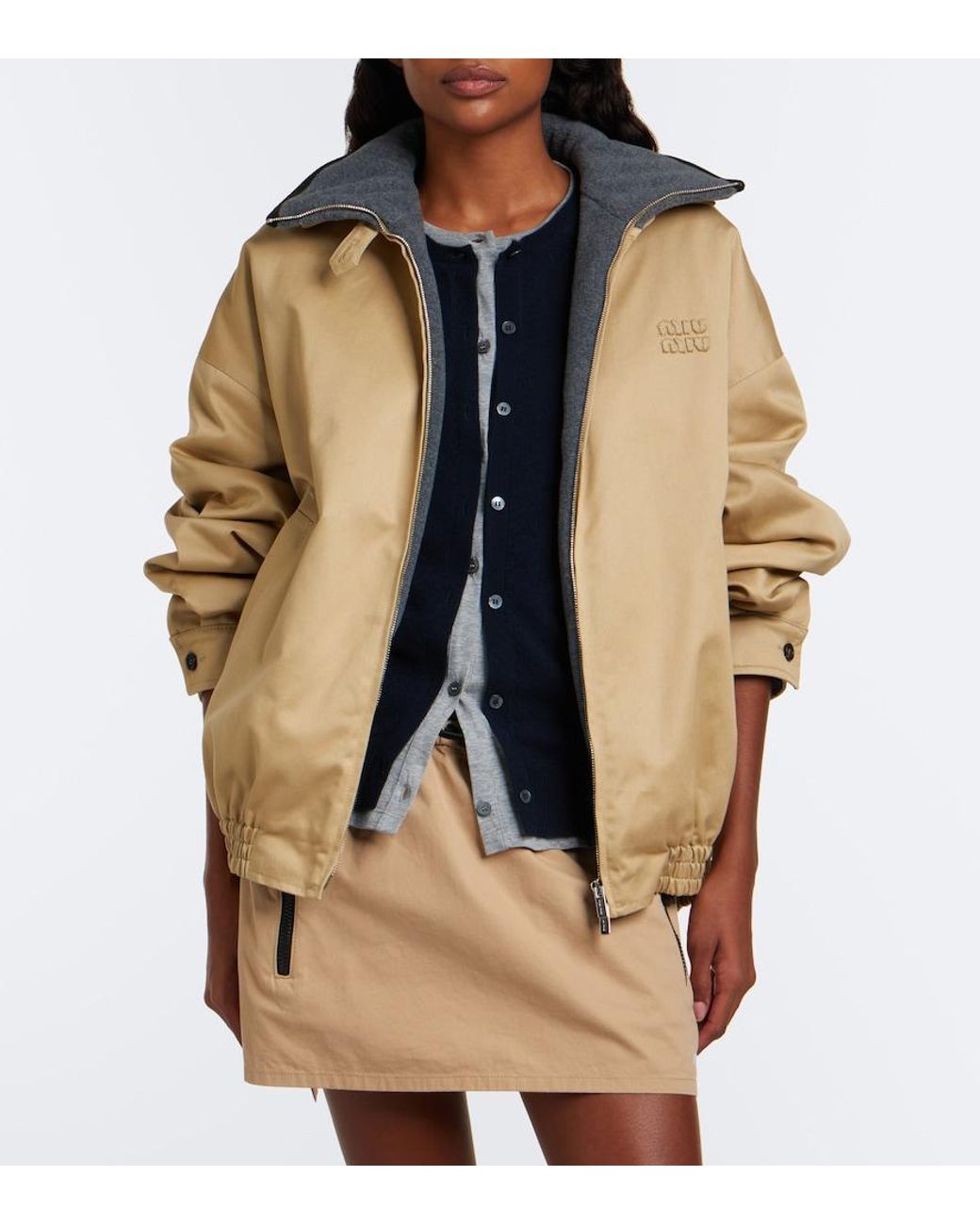 Miu Miu Natural Padded Cotton Twill Blouson Jacket