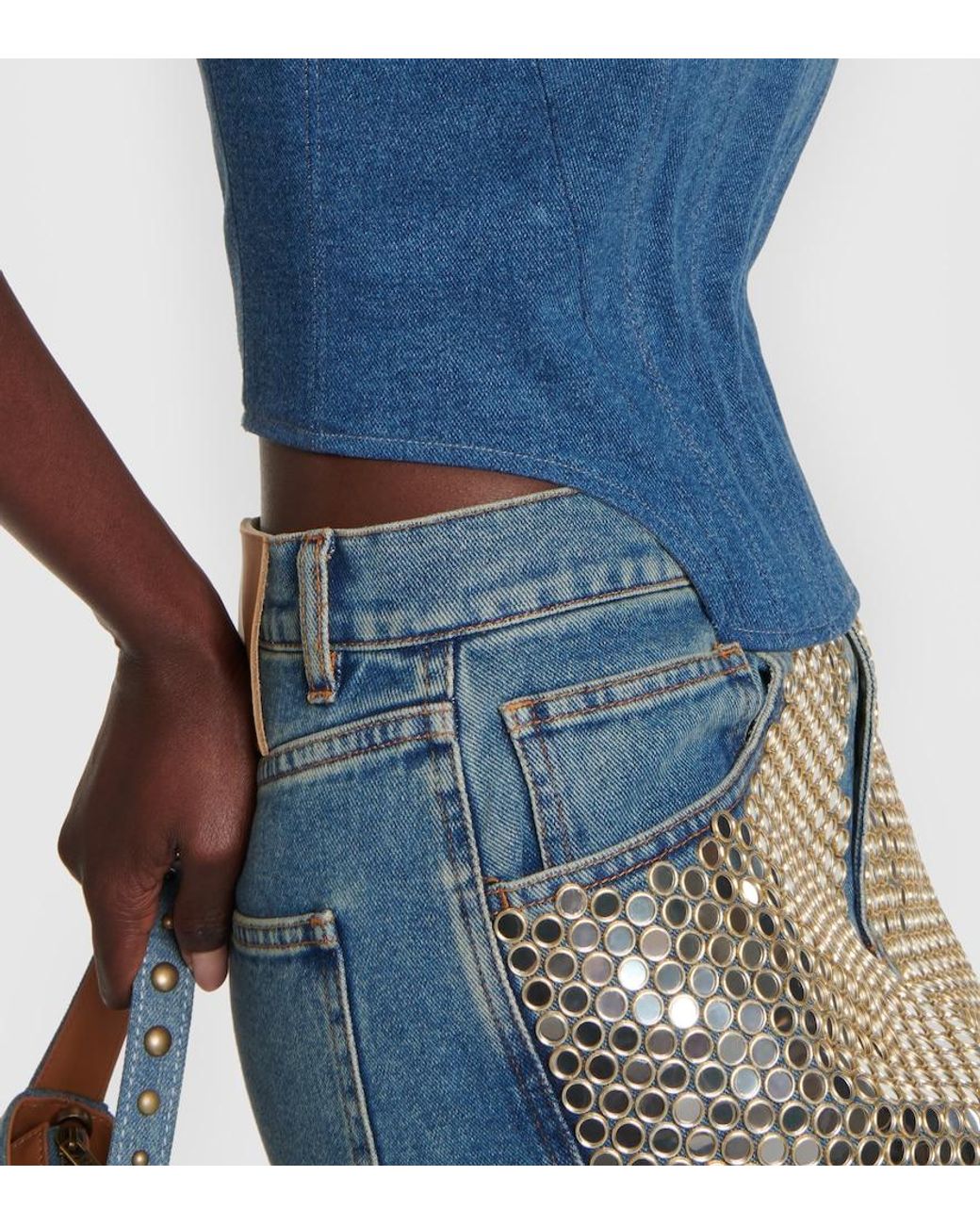 GIUSEPPE DI MORABITO Blue Denim Bustier Top