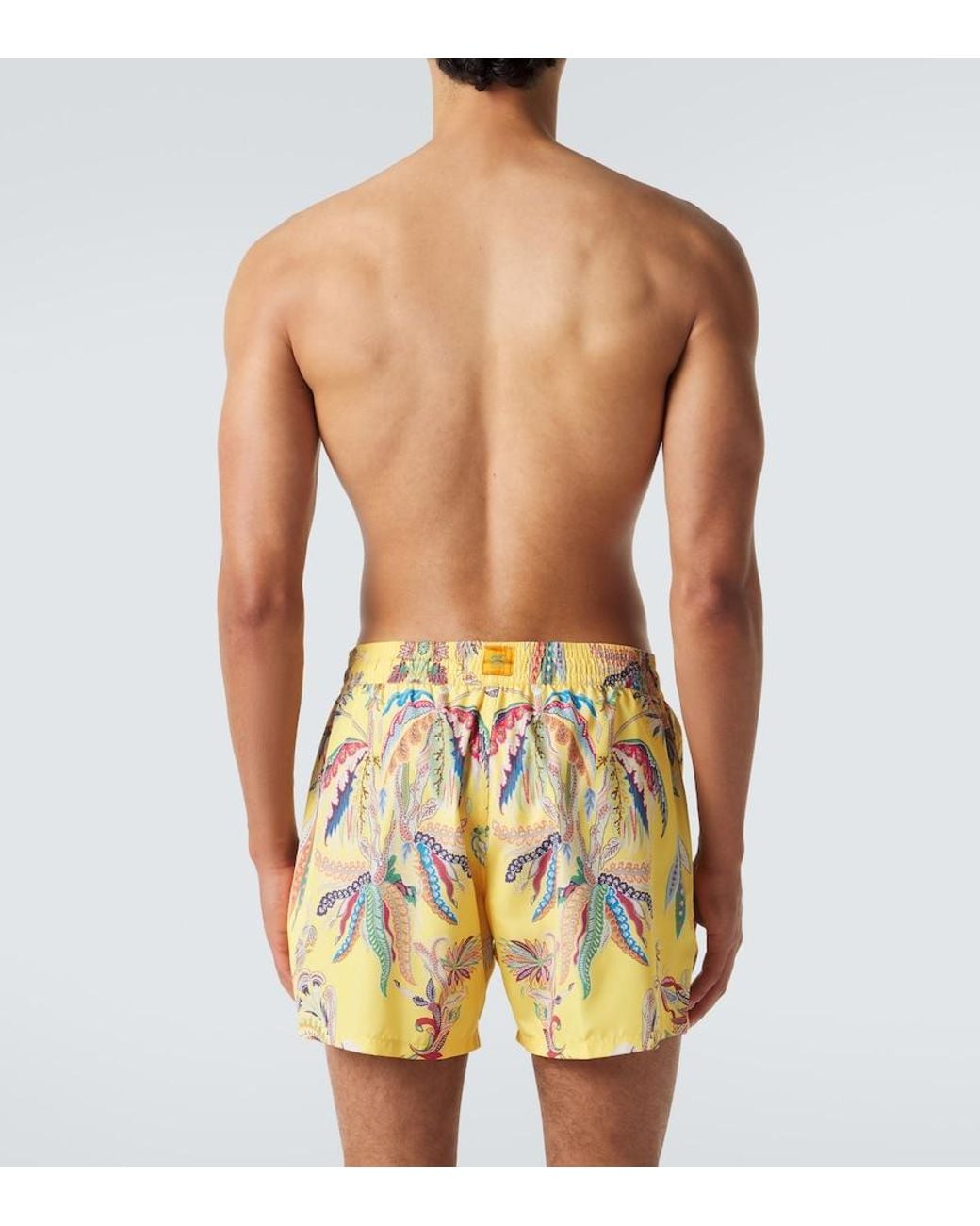 Etro Yellow Printed Swim Trunks for men