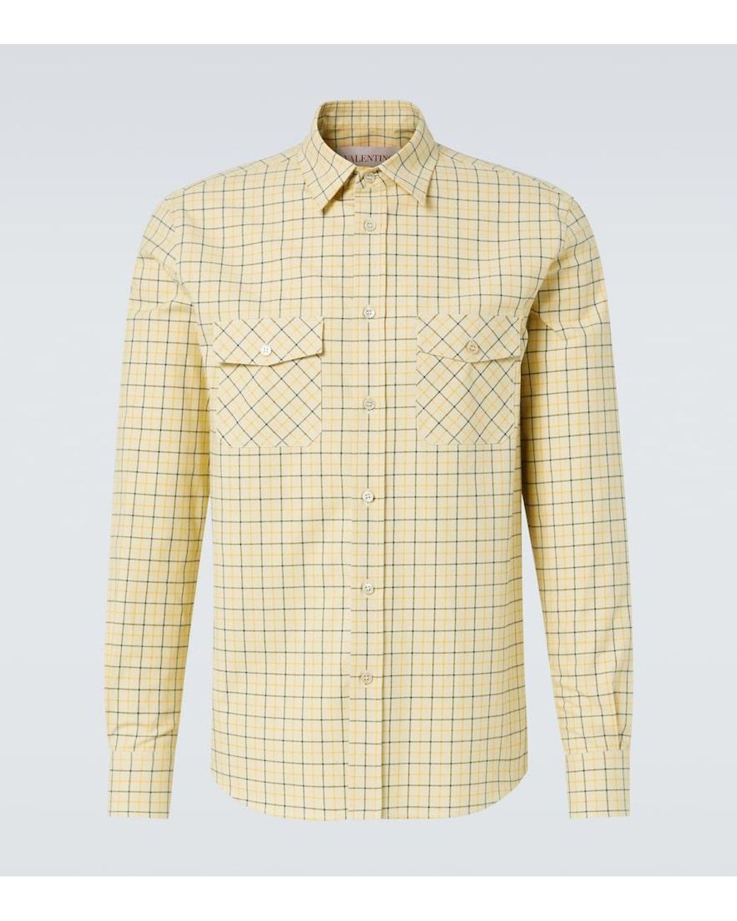 Valentino Garavani Natural Checked Cotton Shirt for men
