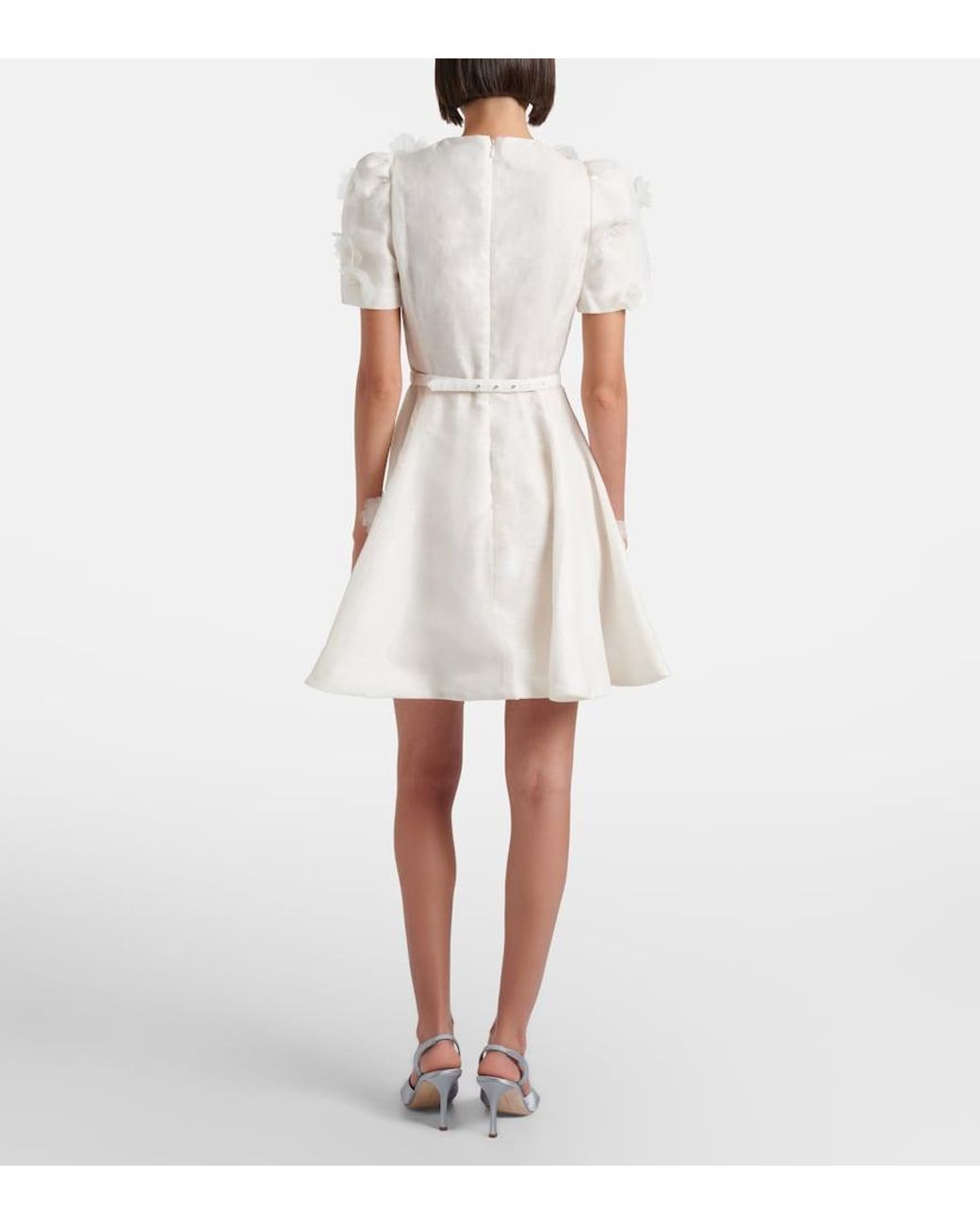 LEO LIN White Elyse Floral-Applique Linen And Silk Minidress