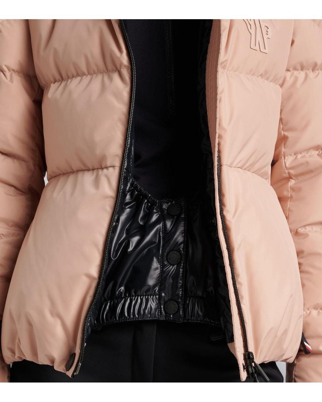 Moncler Natural Bouquetin Belted Hooded Down Ski Jacket