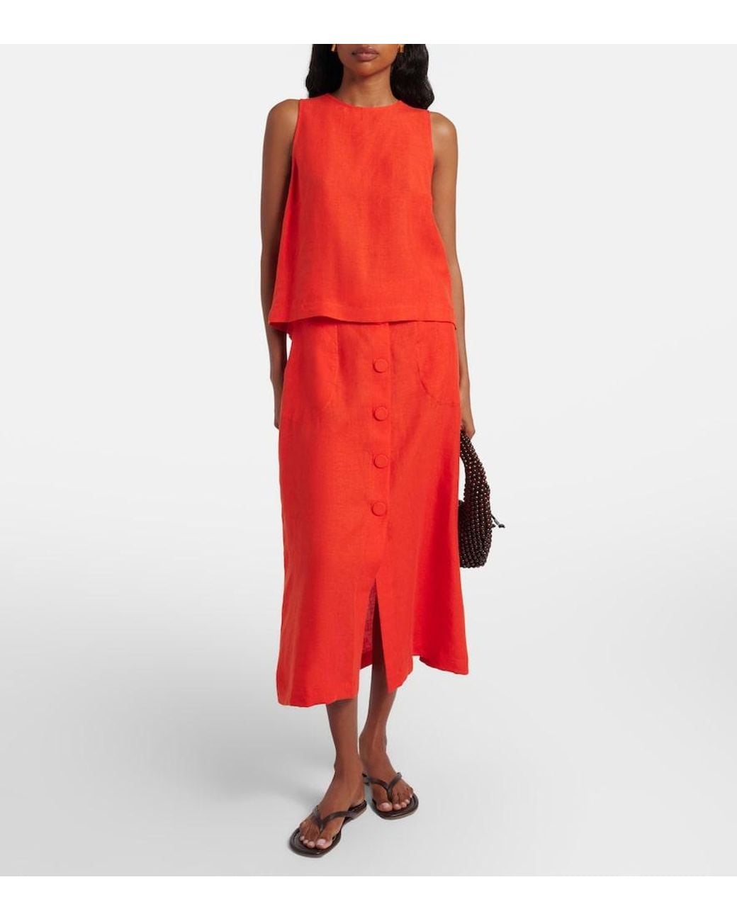 Eres Red Ravie Linen Top