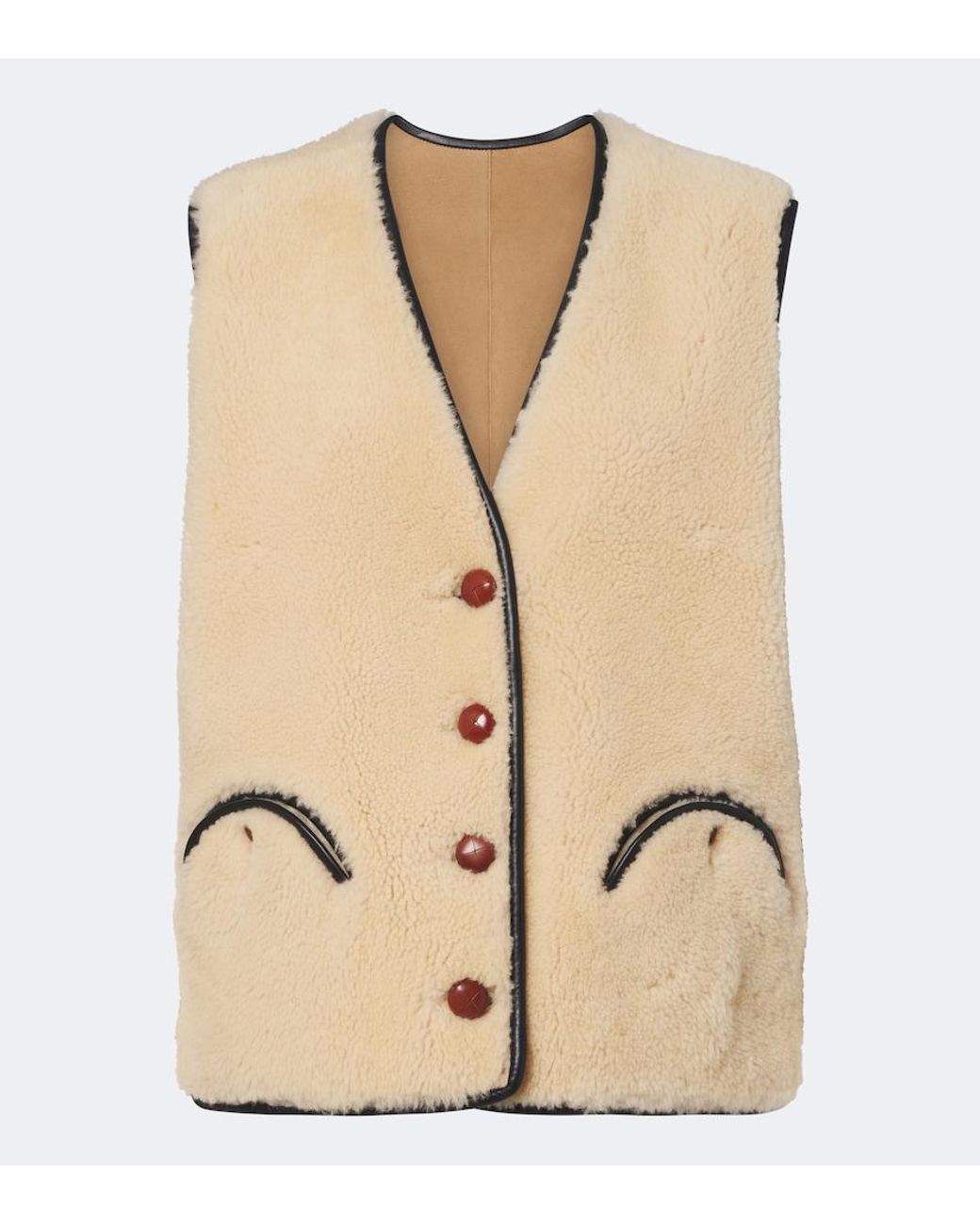 Blazé Milano Natural Gliss Leather-Trimmed Shearling Vest