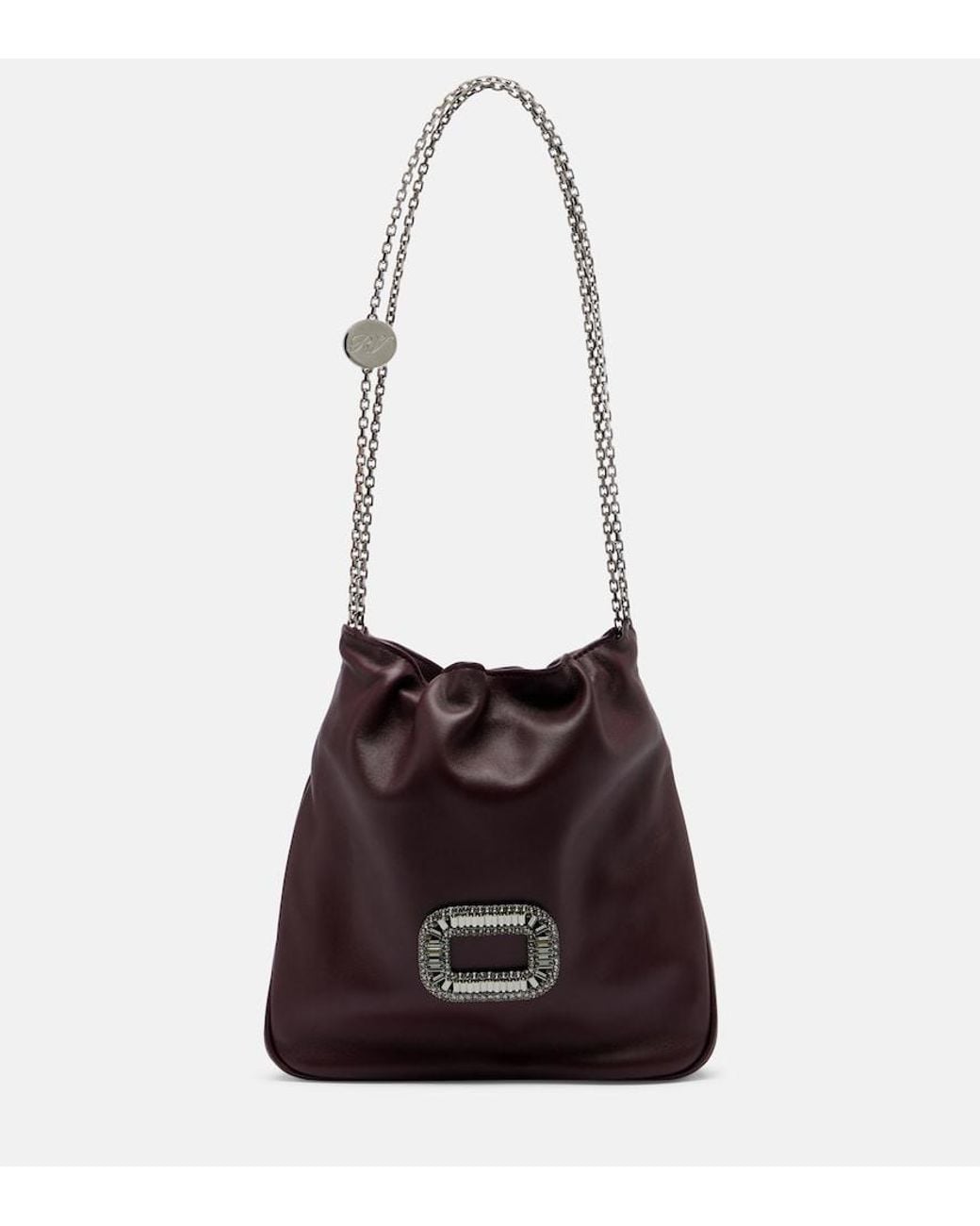Roger Vivier White Pilgrim Mini Leather Bucket Bag