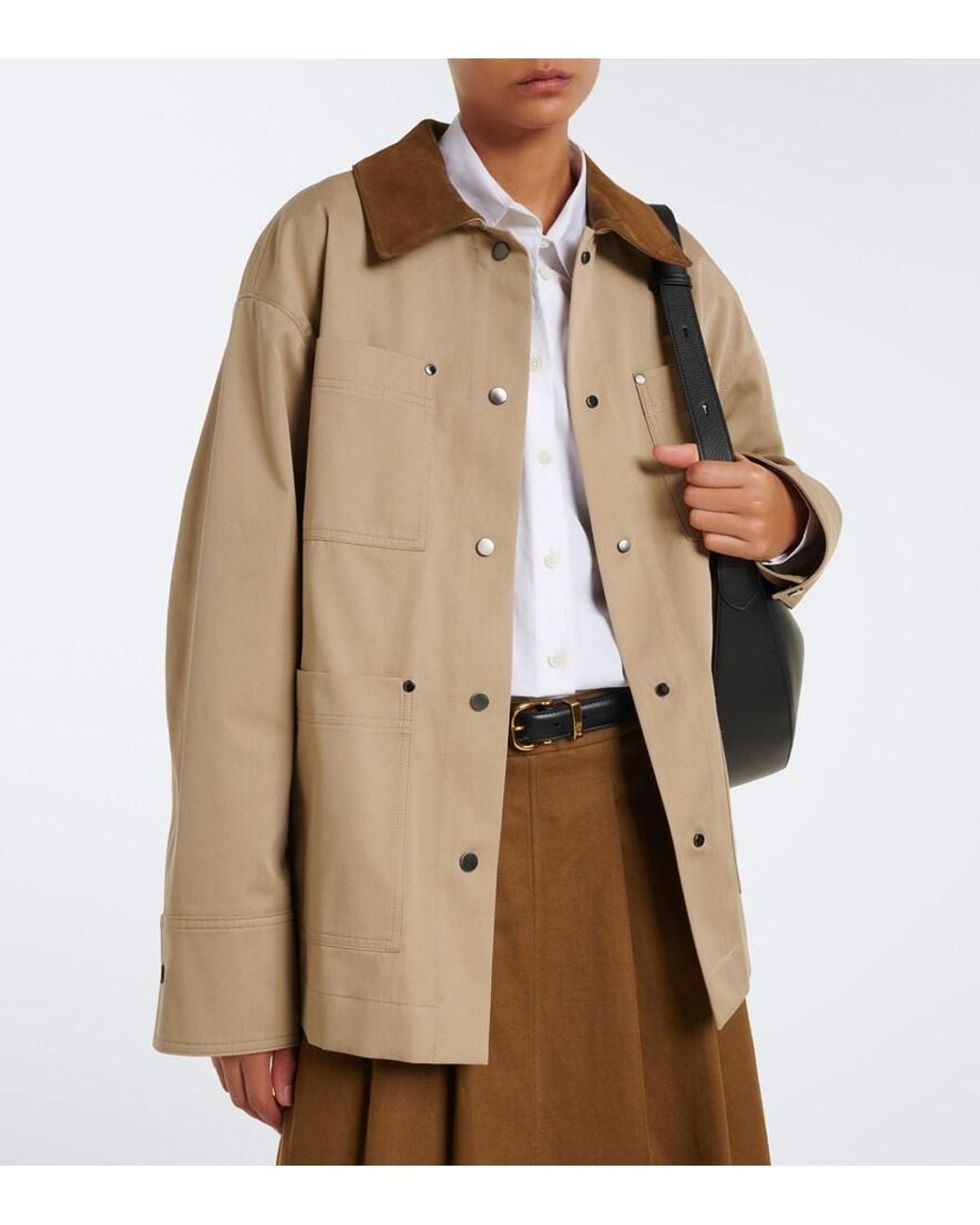 Joseph Natural Athos Suede-Trimmed Cotton Jacket