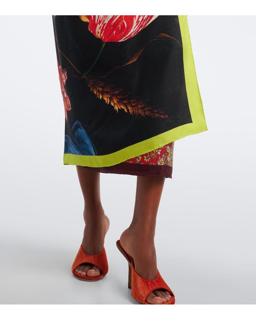 Dries Van Noten Blue Printed Silk Wrap Skirt