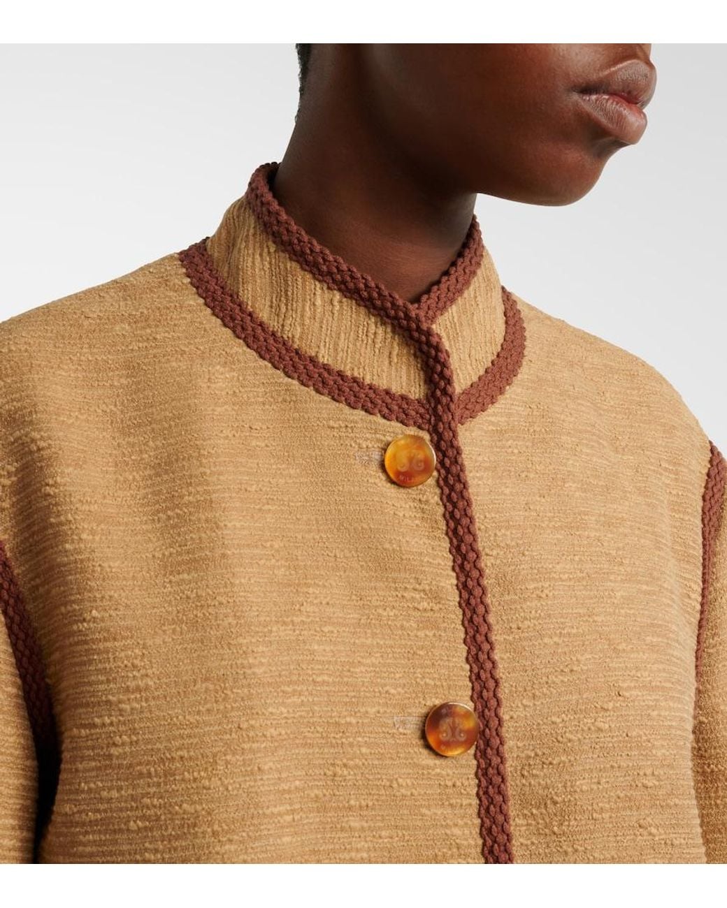 Blazé Milano Brown Curly Cotton And Linen-Blend Jacket