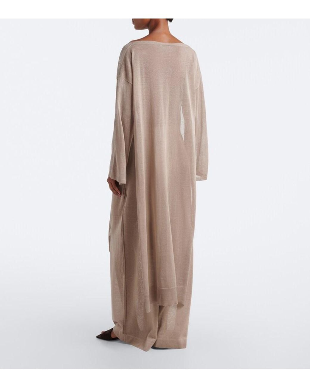 Alaïa Natural Semi-Sheer Linen And Silk Kaftan
