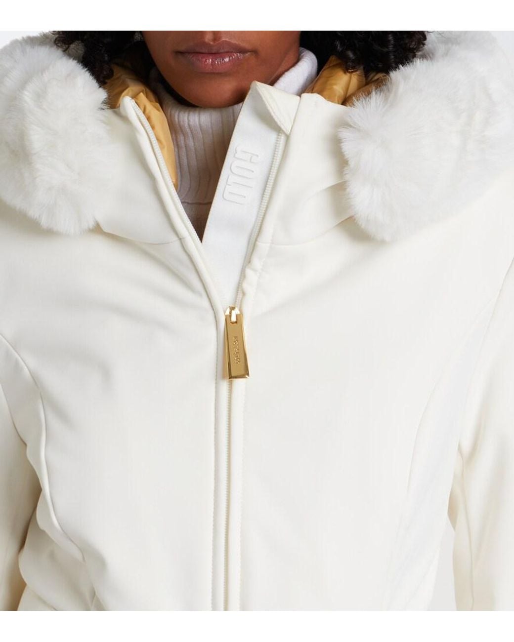 Goldbergh White Prezioso Belted Hooded Technical Ski Jacket