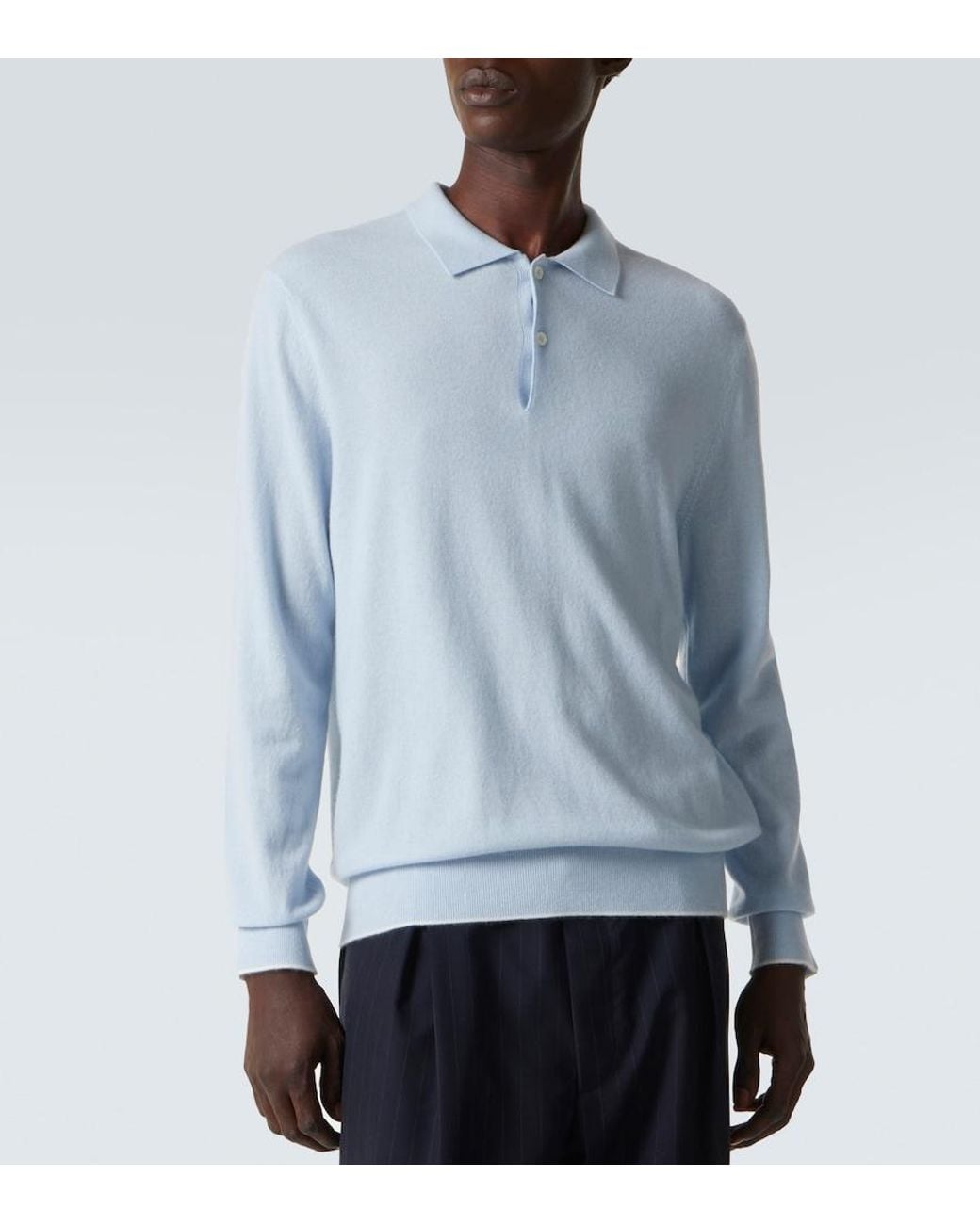 arch4 Blue Cashmere Polo Sweater for men