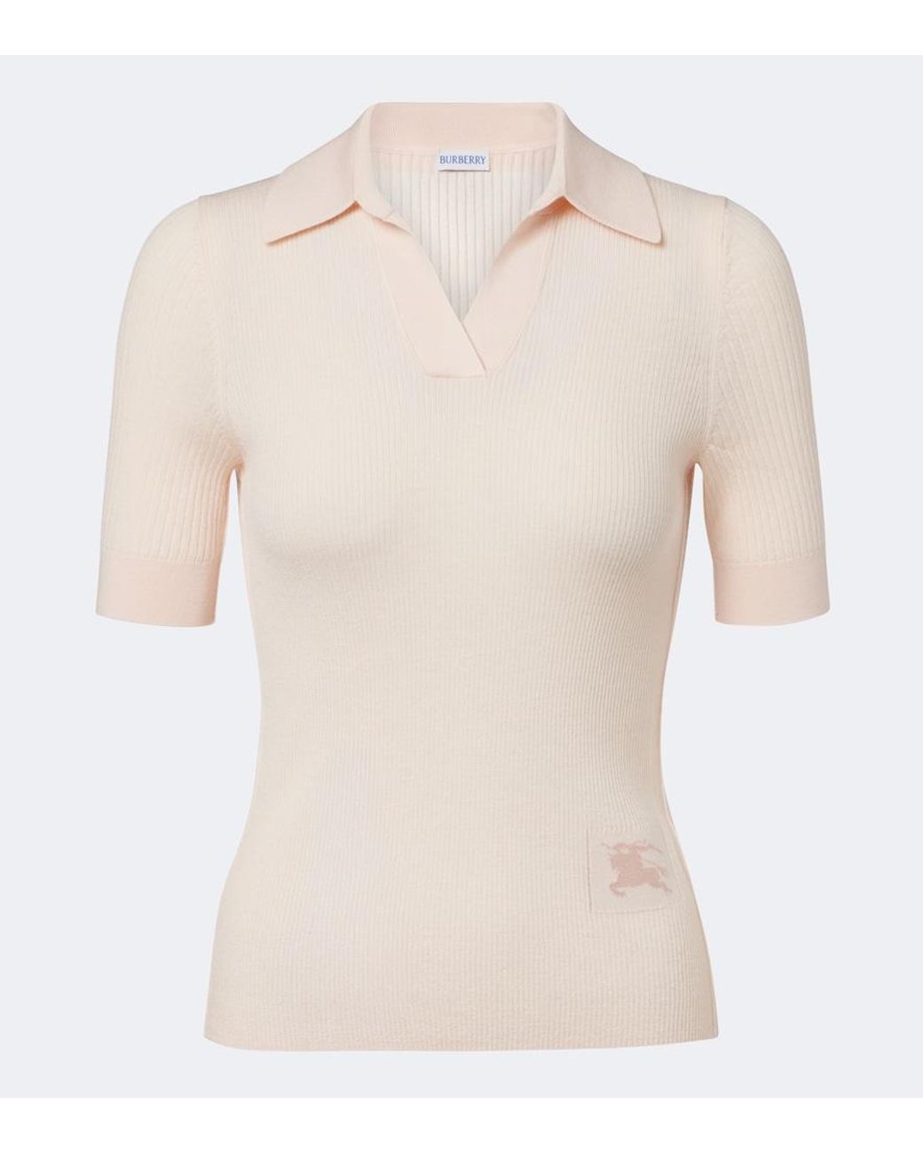 Burberry Natural Ekd Ribbed-Knit Cashmere Polo Shirt