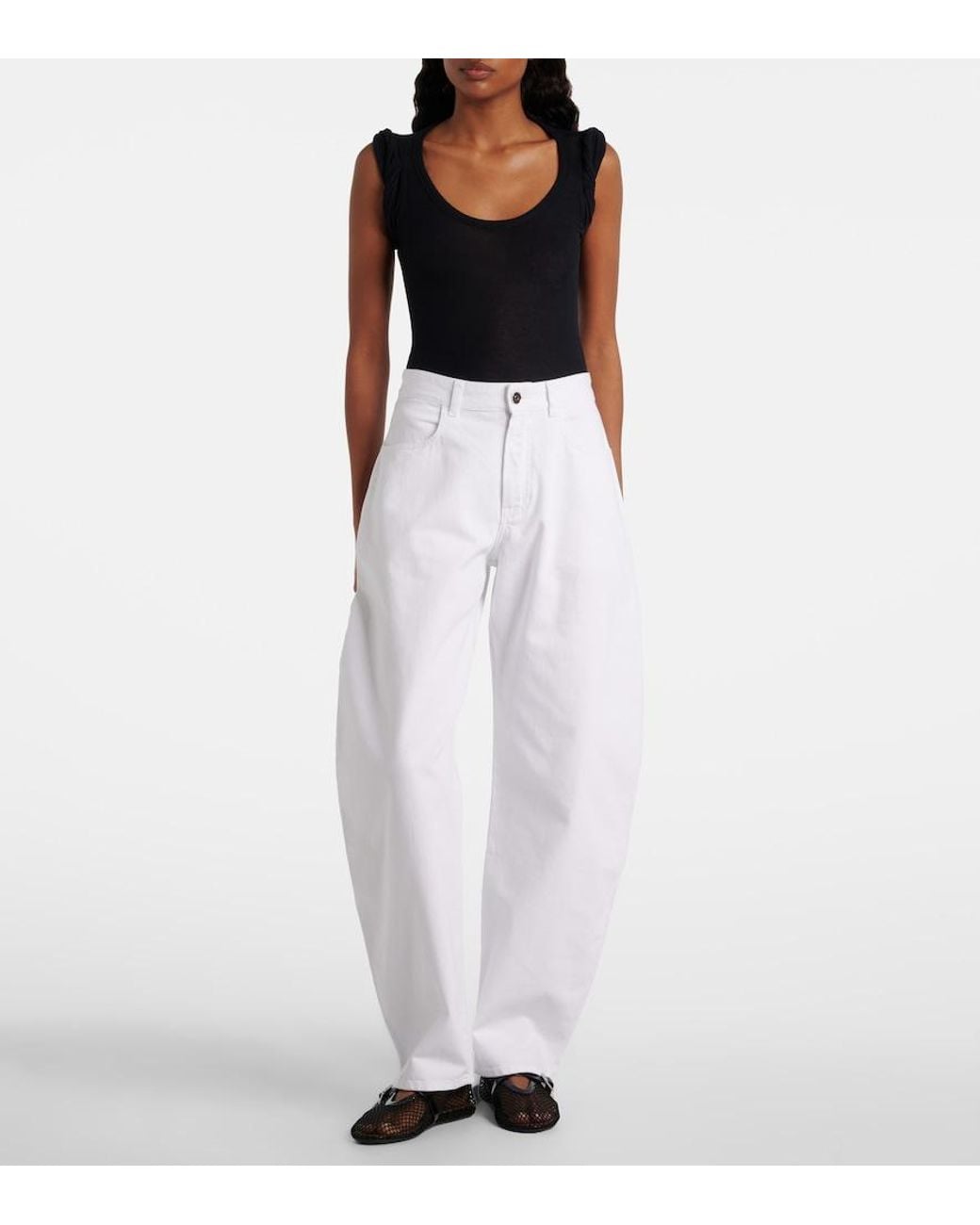 Alaïa White Barrel-Leg Jeans