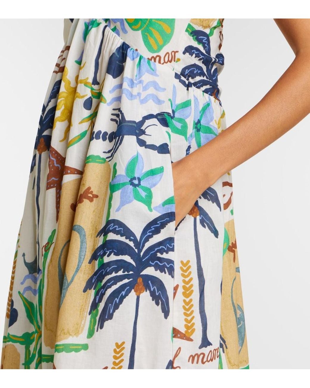Velvet White Leyla Printed Cotton Midi Dress