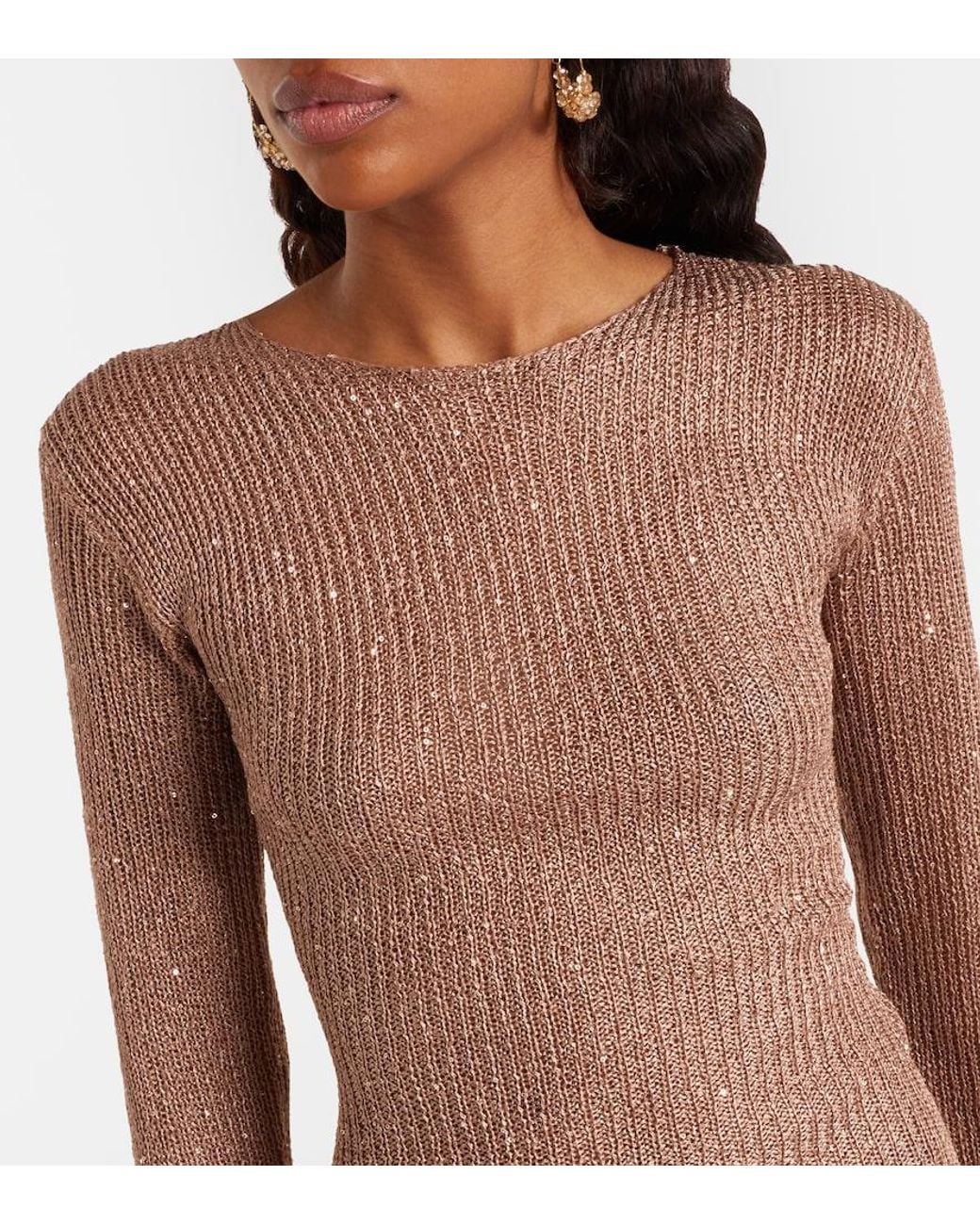 Bananhot Brown Jones Sequined Draped Minidress