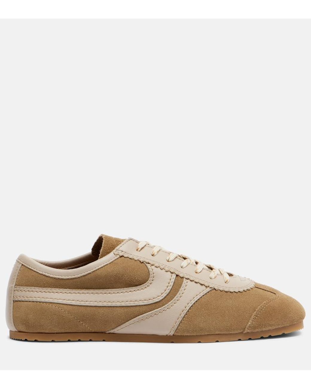 Dries Van Noten Brown Leather-Trimmed Suede Sneakers