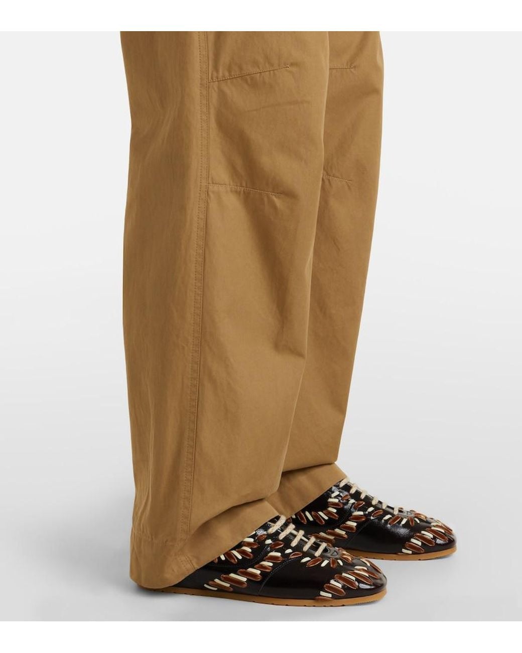 Dries Van Noten Natural Cotton Wide-Leg Pants