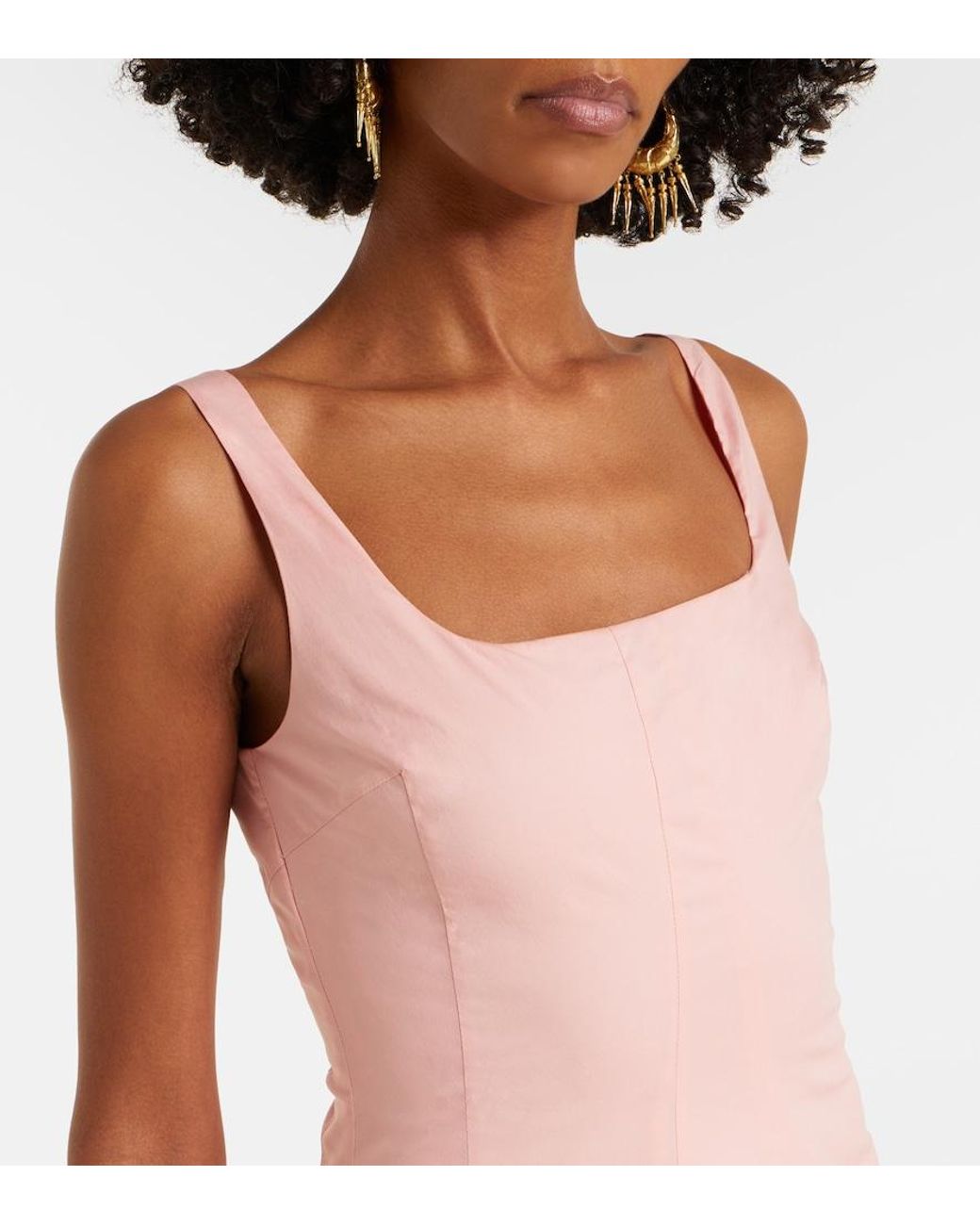 Staud Pink Willow Cotton Midi Dress