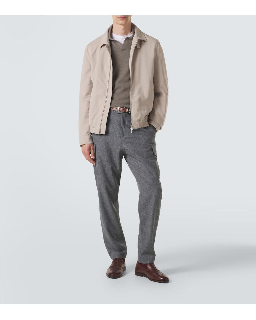 Brunello Cucinelli Gray Cashmere Polo Sweater for men