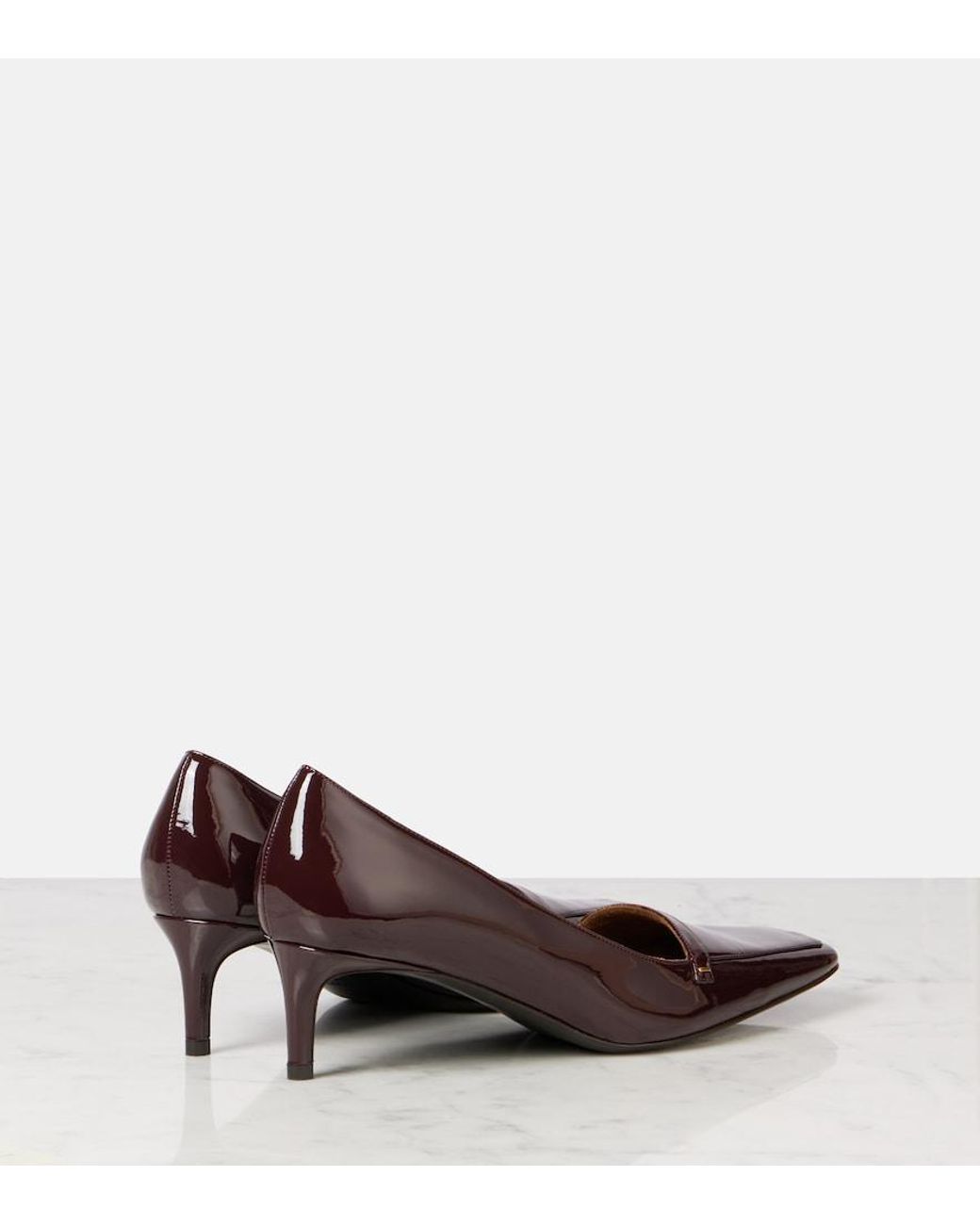 Khaite Brown Celia 50 Patent Leather Pumps