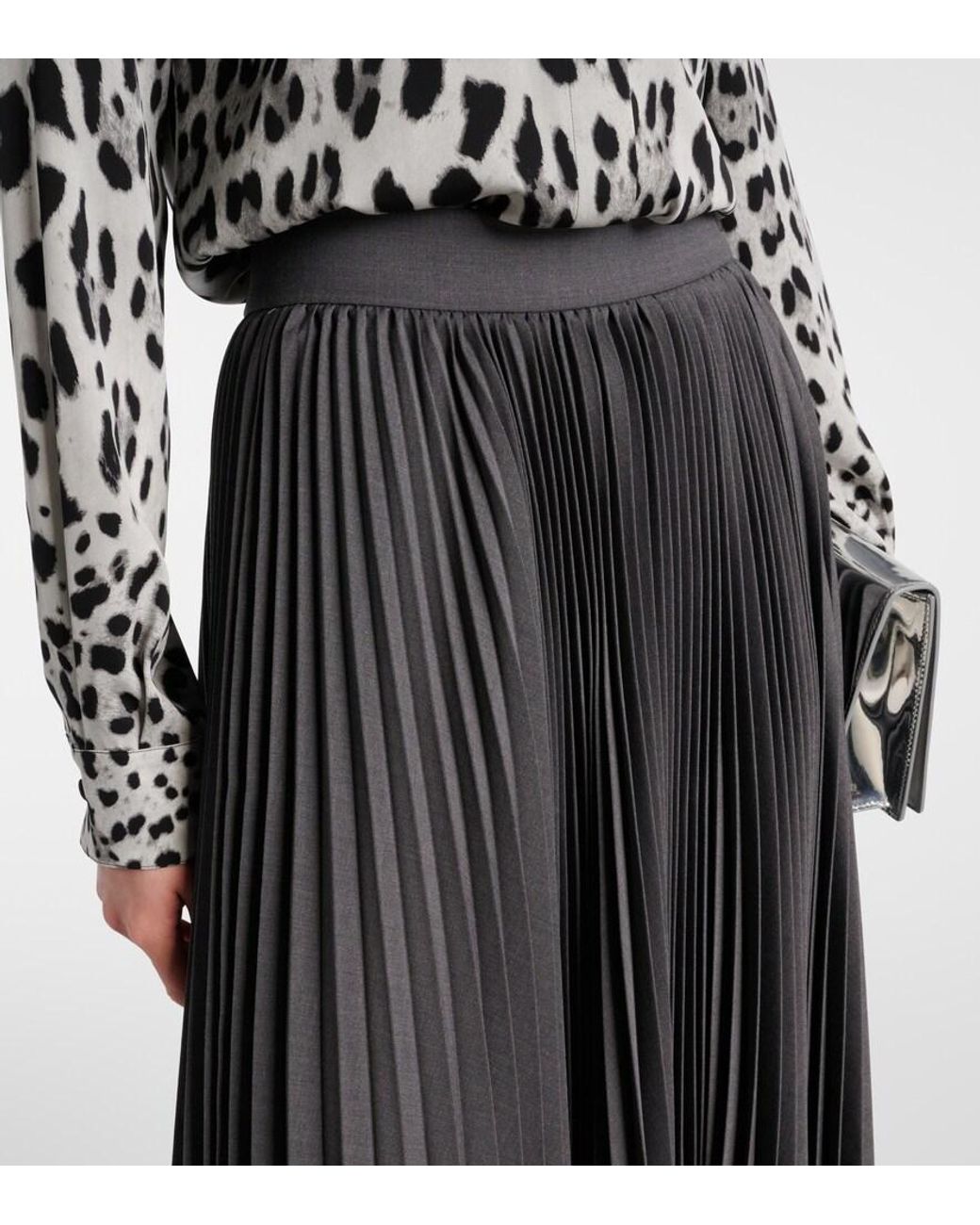 Dolce & Gabbana Gray Plisse Midi Skirt