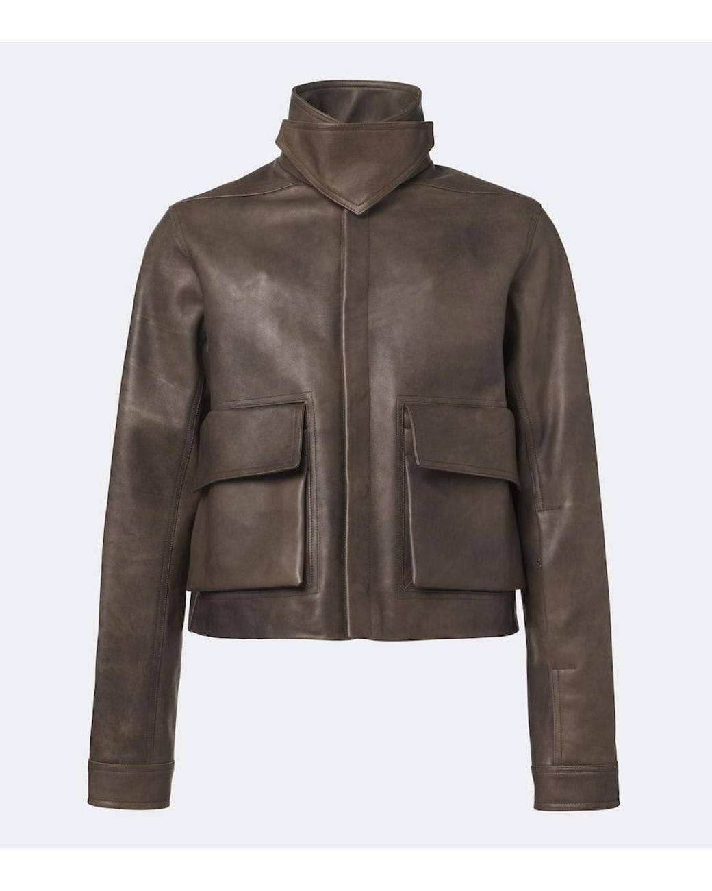 Rick Owens Brown Tower Alice Leather Jacket for men