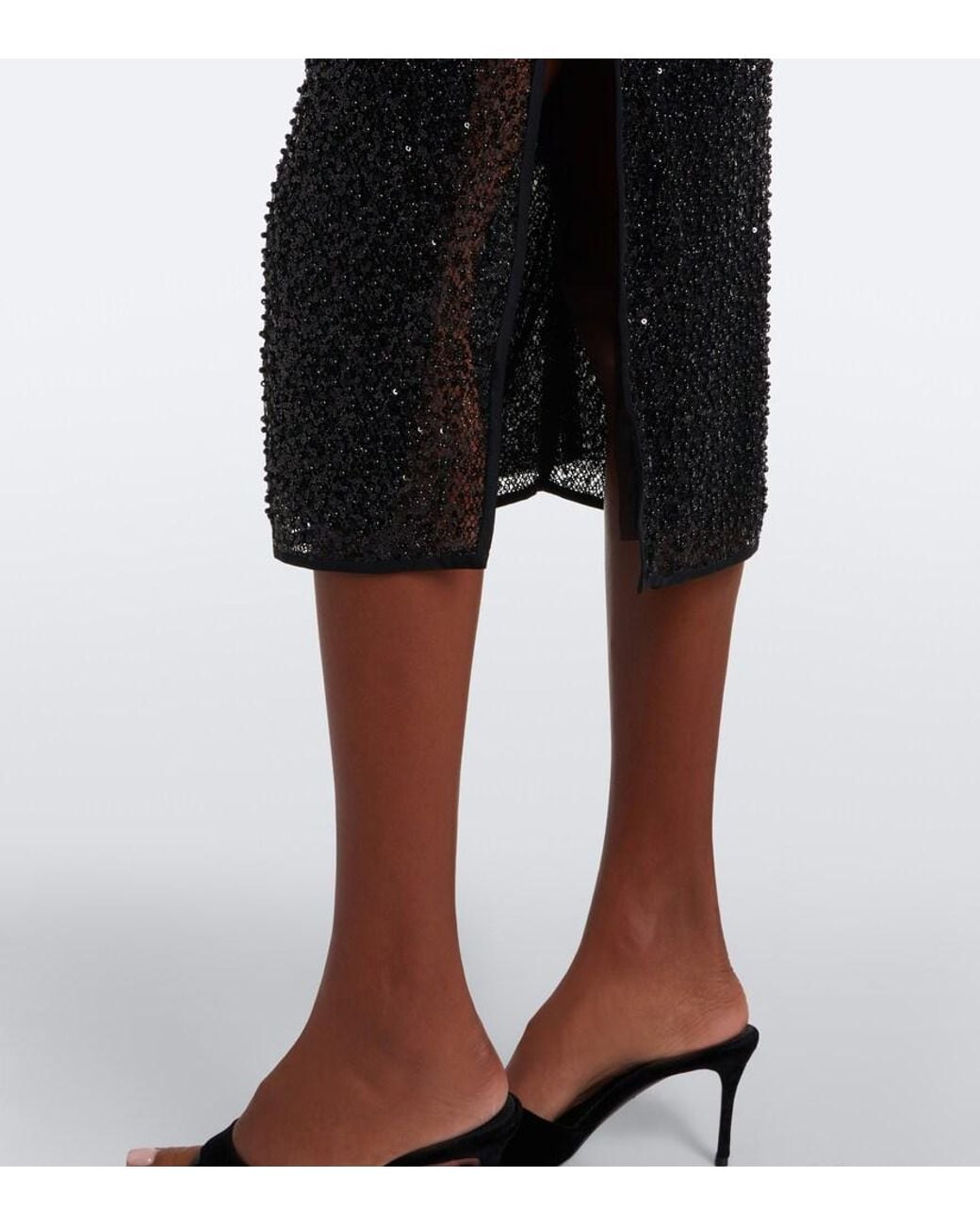 Sir Black Cassia Sequined Midi Skirt