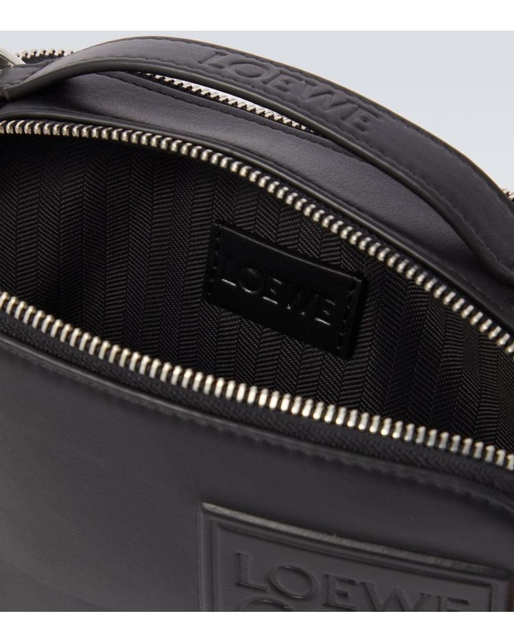 Loewe Black Patch Leather Camera Bag for men
