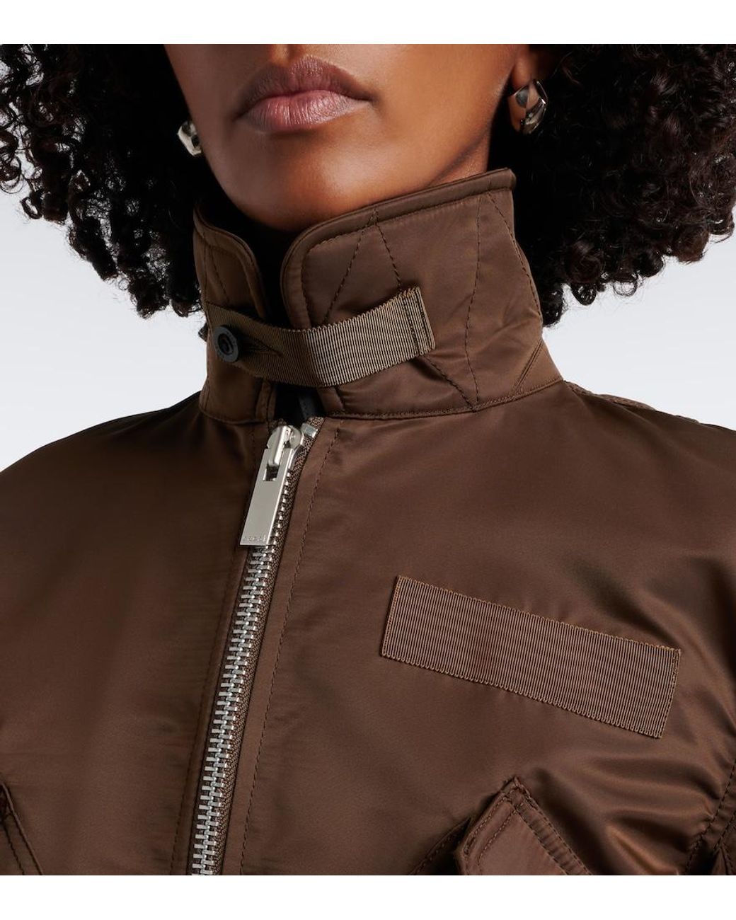 Sacai Brown Layered Technical Bomber Jacket