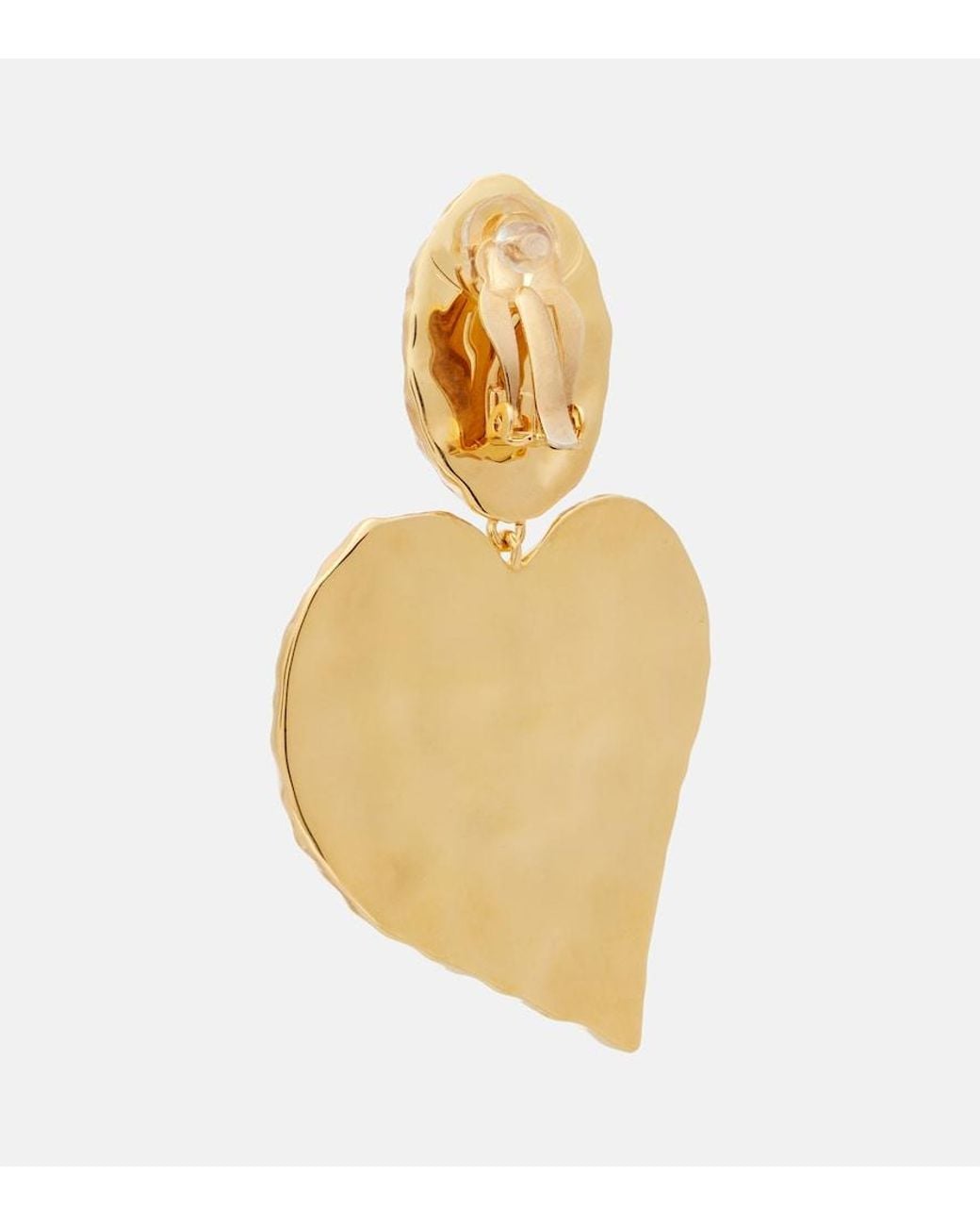 Oscar de la Renta Orange Heart Embellished Clip-On Earrings