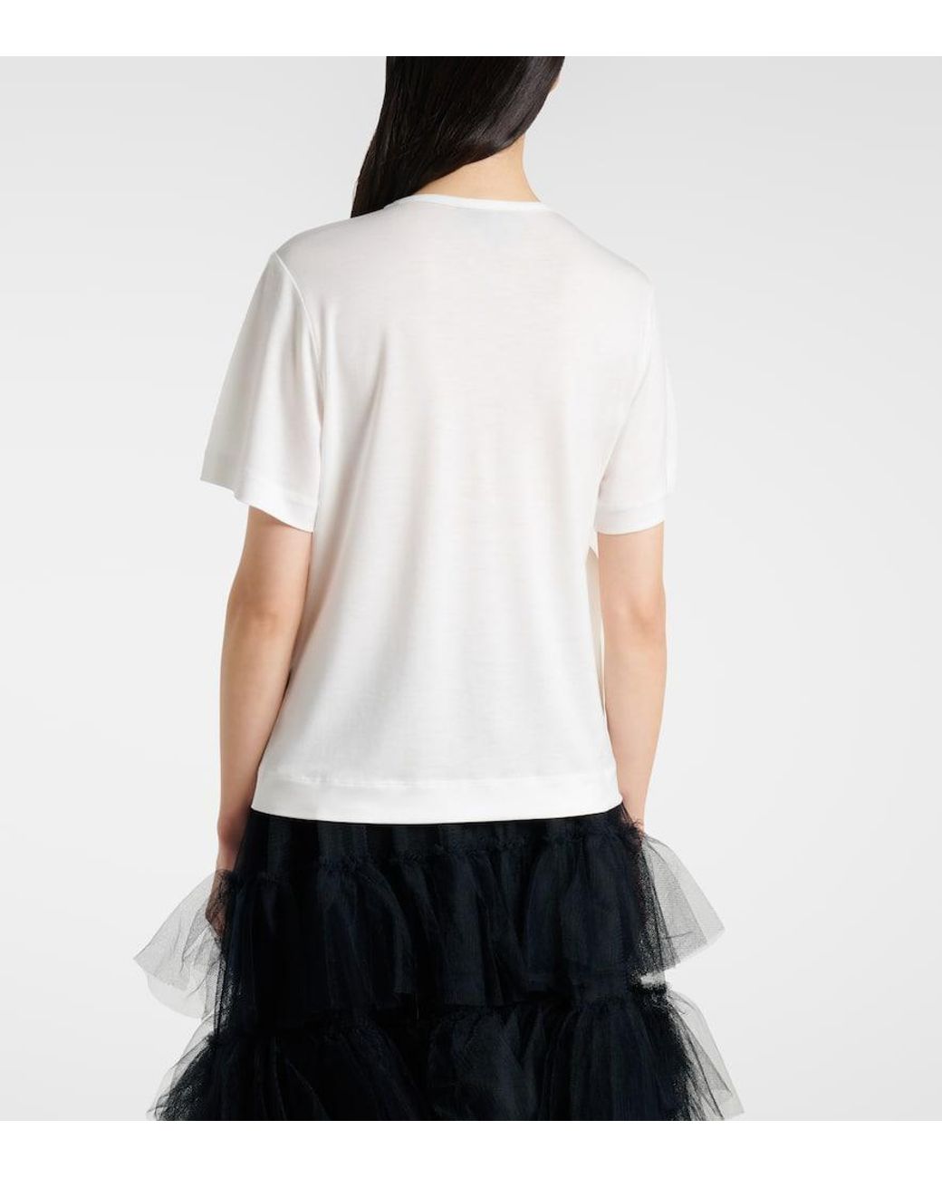 Simone Rocha White Bow-Detail Jersey T-Shirt