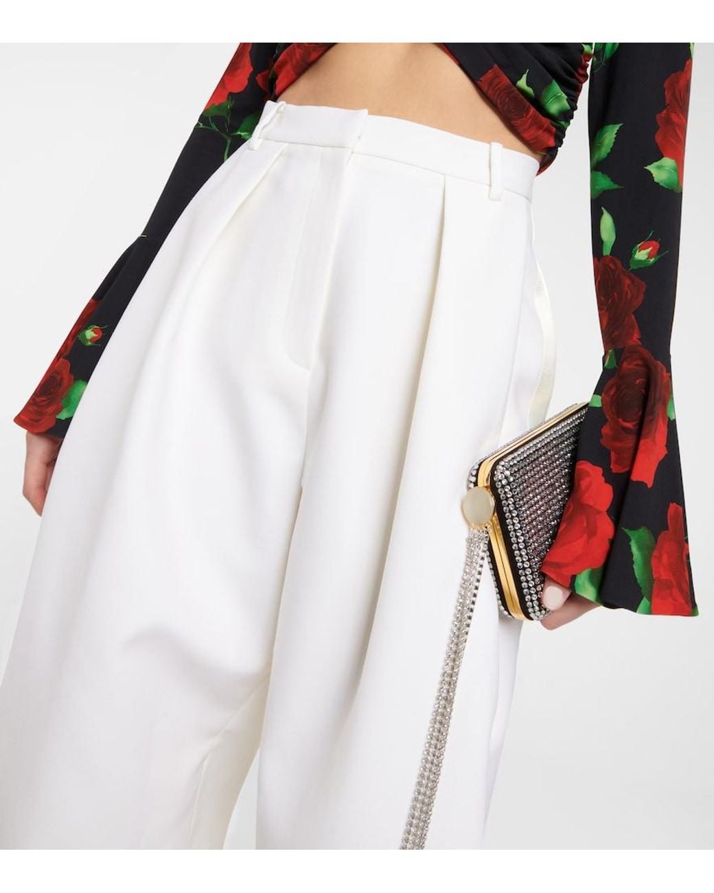 Magda Butrym White Silk And Wool Tapered Pants