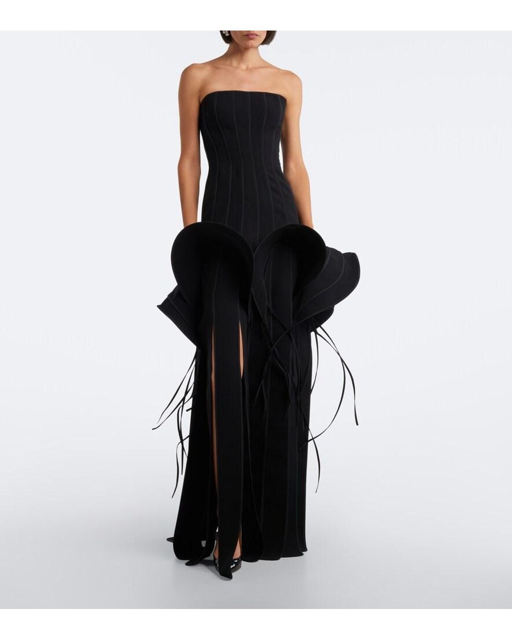 Maticevski Black Kingdom Fringed Peplum Gown
