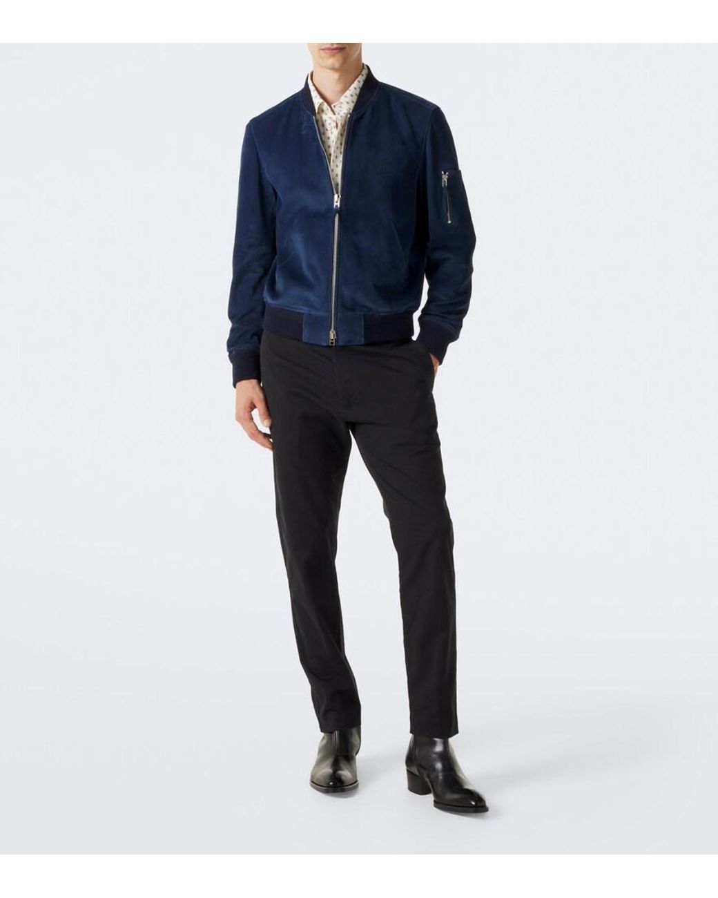 Tom Ford Blue Suede Bomber Jacket for men