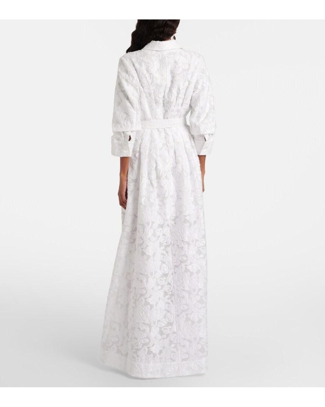Jonathan Simkhai White Courtney Organza Jacquard Gown
