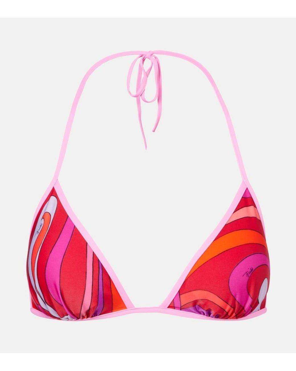 Emilio Pucci Marmo Bikini Top in Red | Lyst