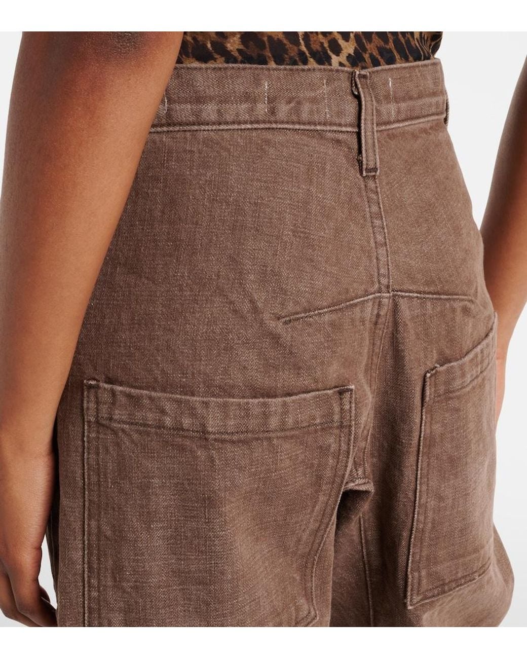 Nili Lotan Brown Shon Barrel-Leg Jeans