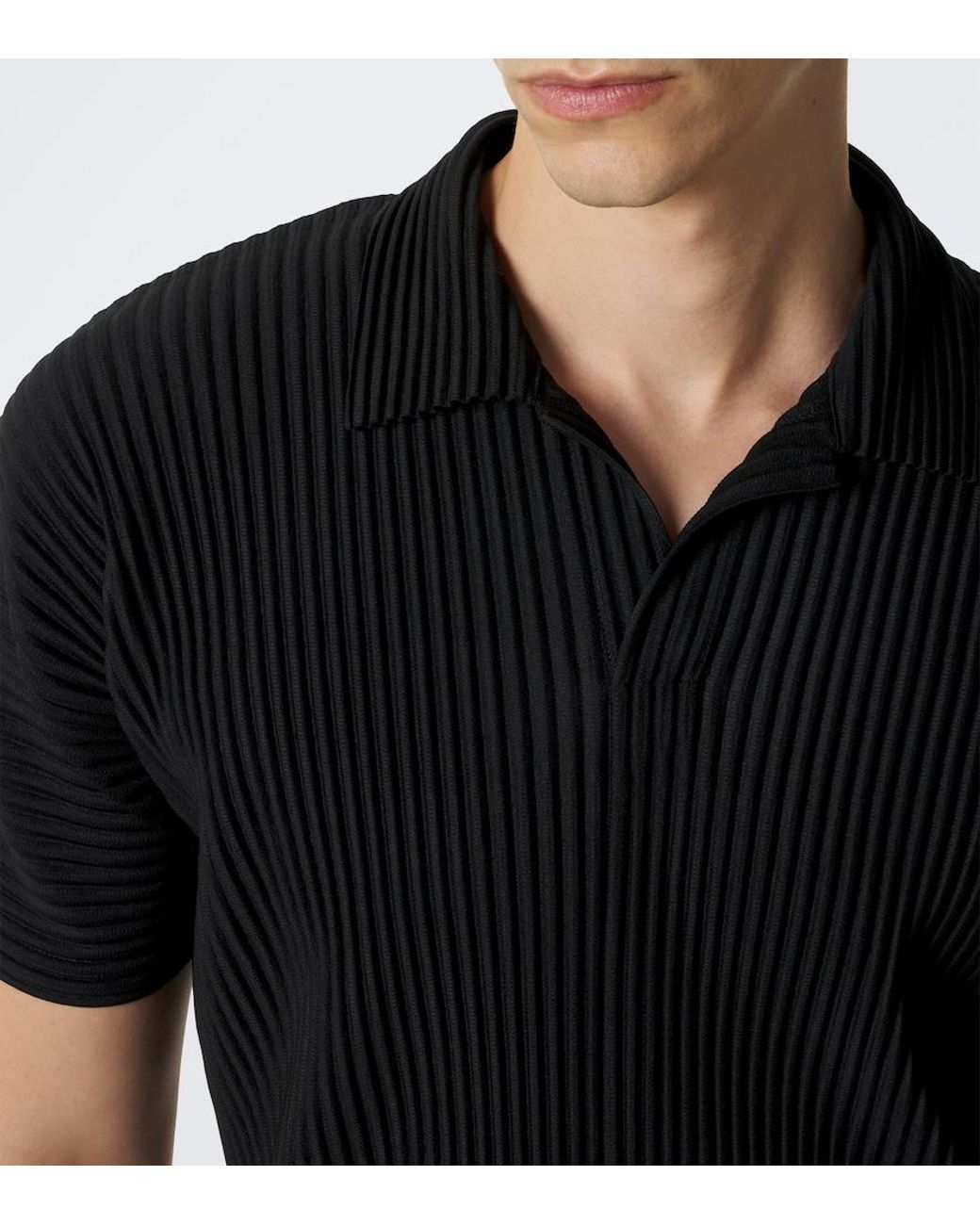 Homme Plissé Issey Miyake Black Basics Pleated Polo Shirt for men