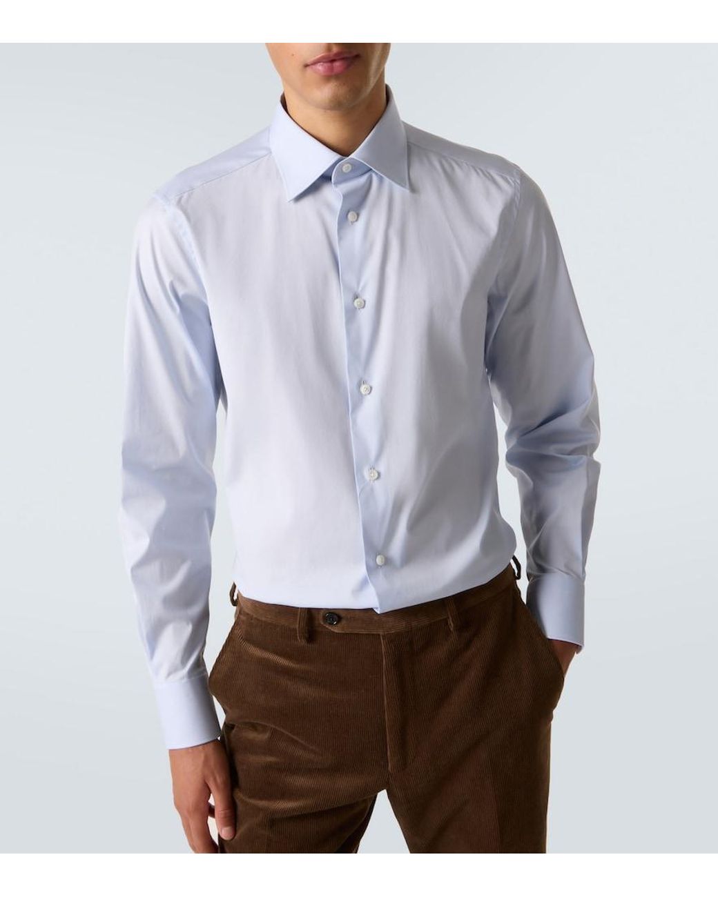 Zegna Blue Cotton-Blend Shirt for men