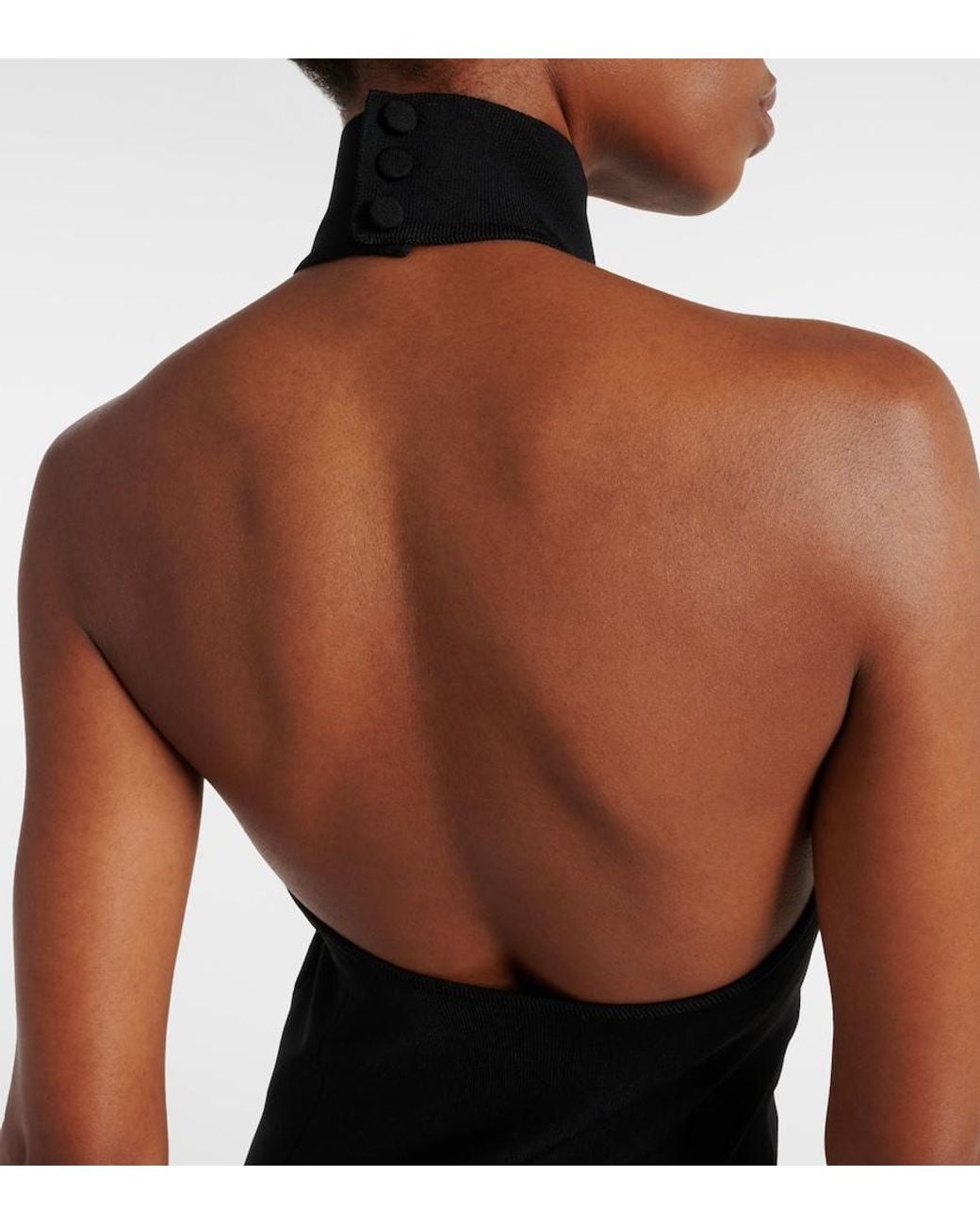 Khaite Black Suzanne Ribbed-Knit Midi Dress