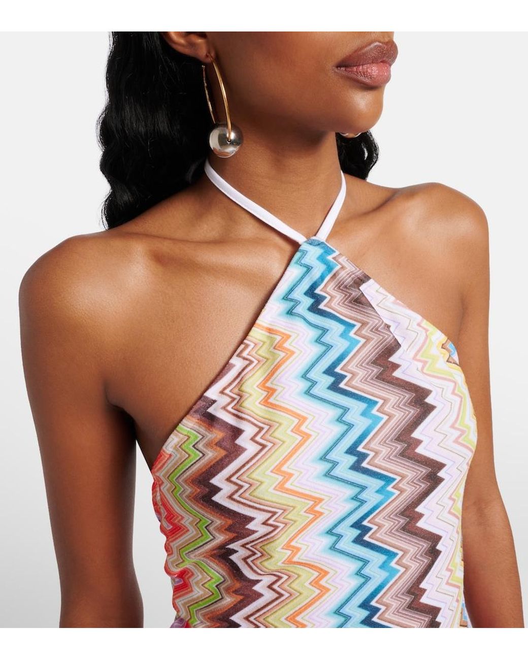 Missoni Blue Zigzag Open-Back Minidress