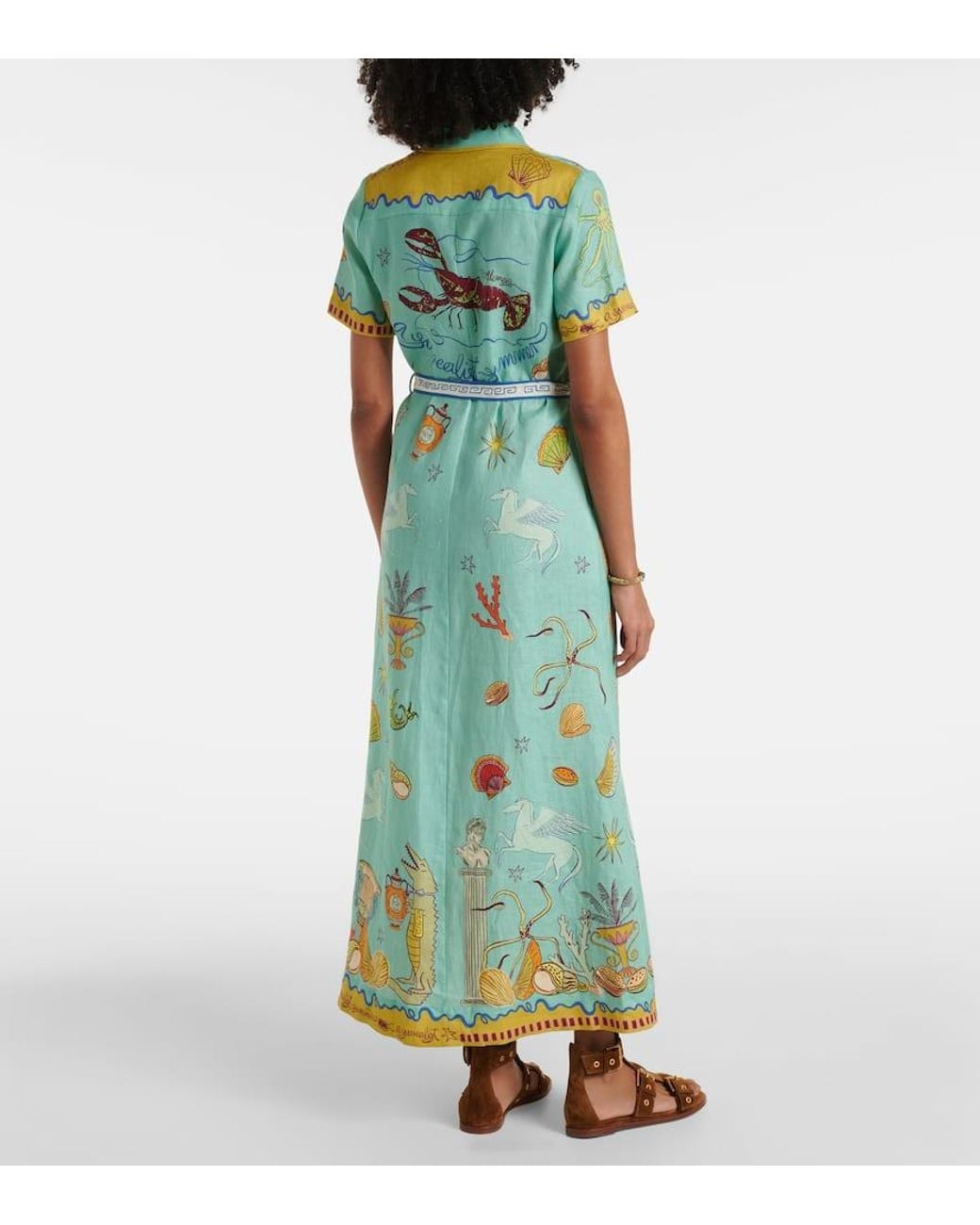 ALMAIS Surrealist Summer Linen Shirt Dress in Green | Lyst ALMAIS Surrealist Summer Linen Shirt Dress in Green | Lyst